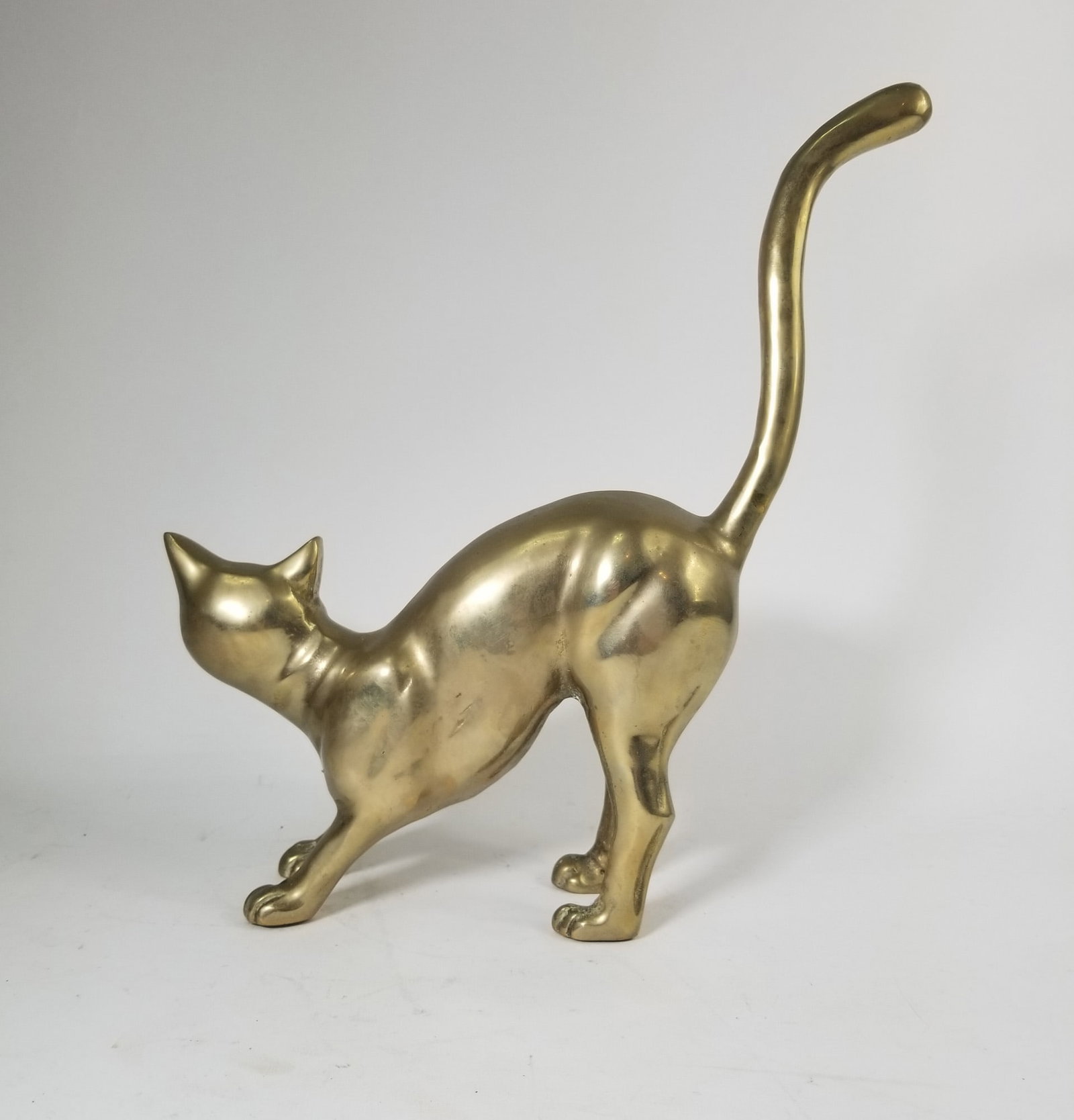 Large Vintage Mid Century Brass Modern Cat Sculpture - 2