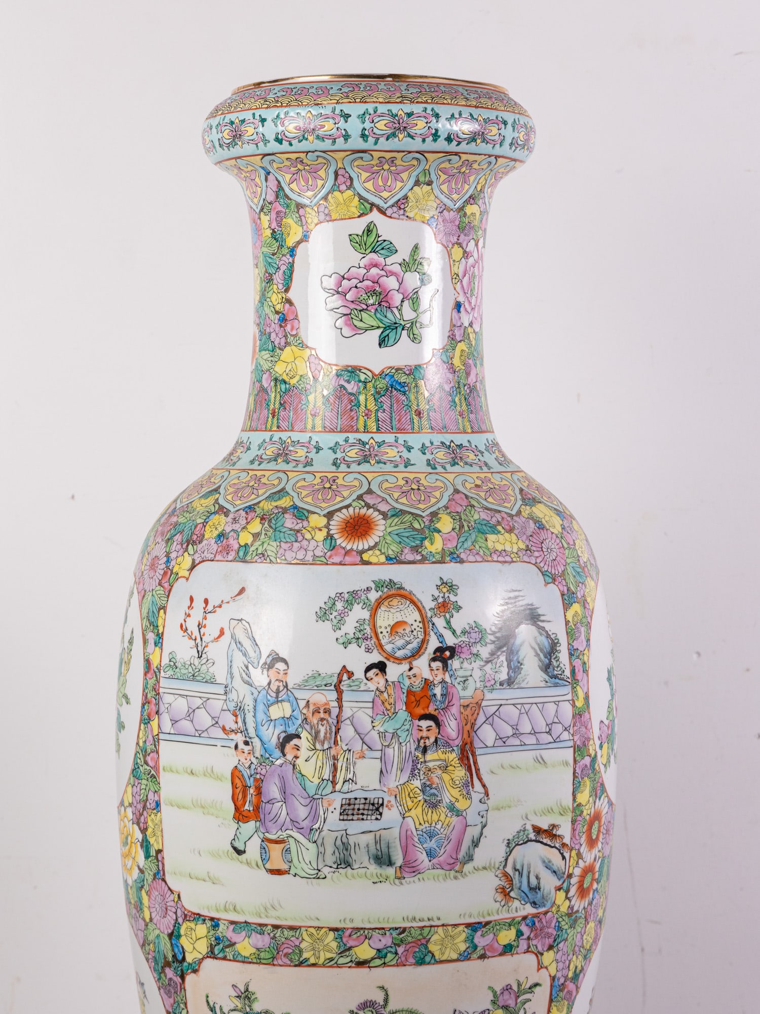 Large Chinese Famille Rose Porcelain Floor Vase - 2