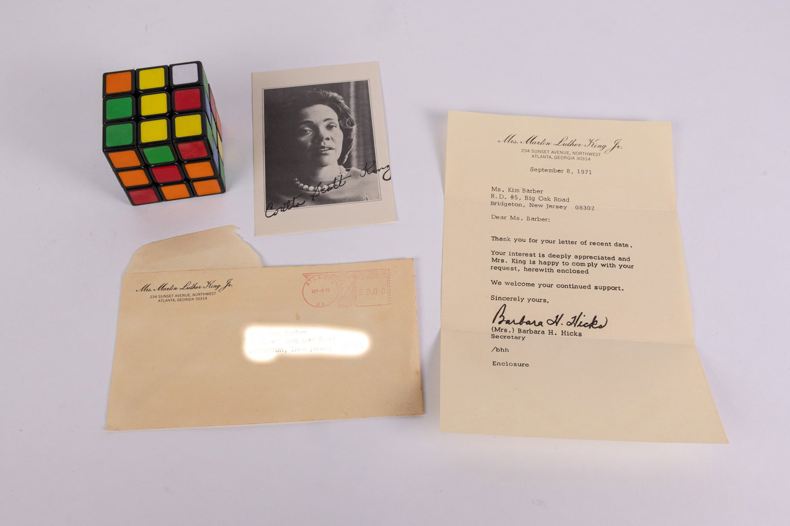 Correspondence from Coretta Scott King with Stamp Autographed Photo - 2