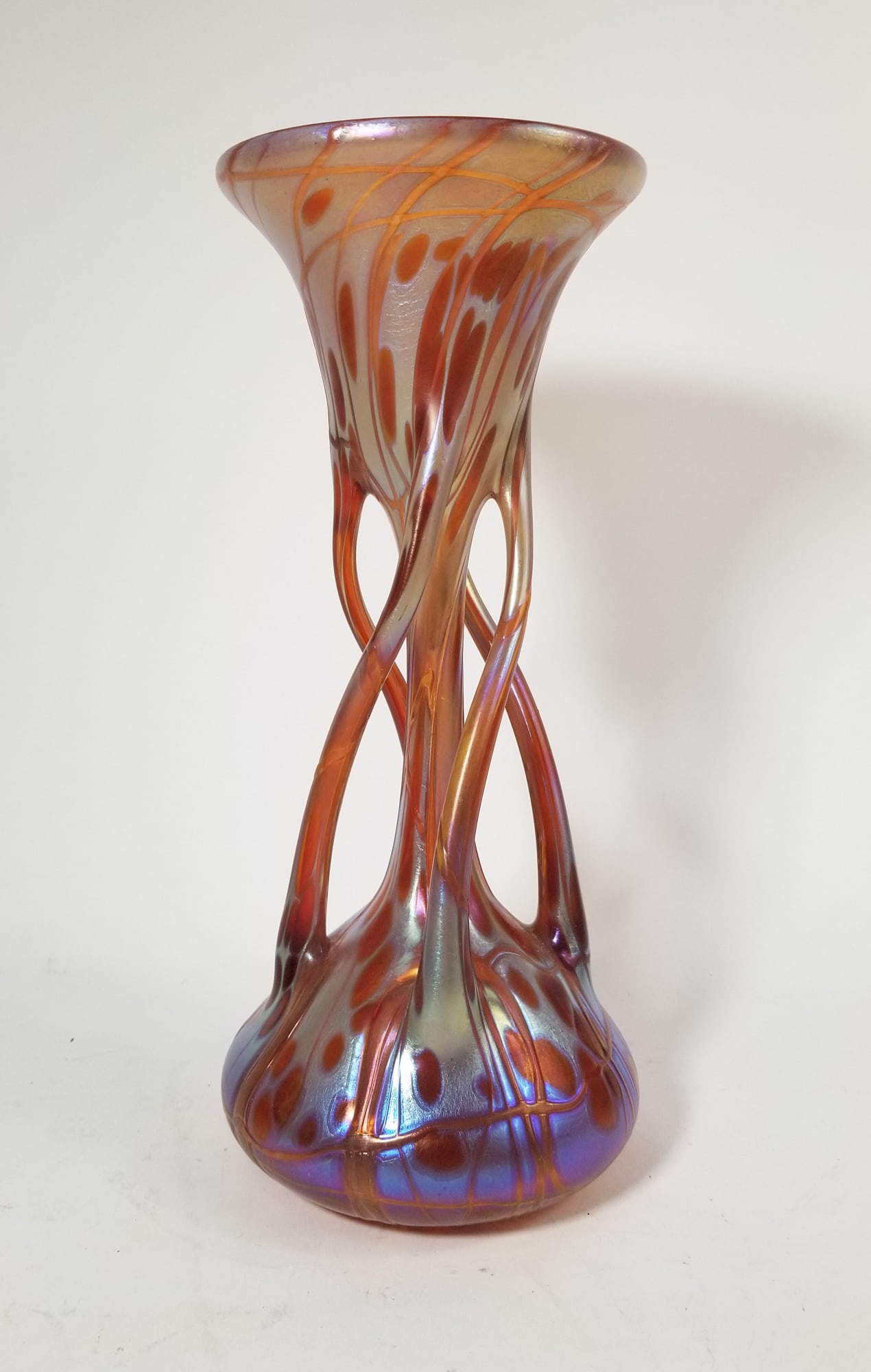 Iridescent Blown Glass Art Nouveau Style Vase (1 of 3)