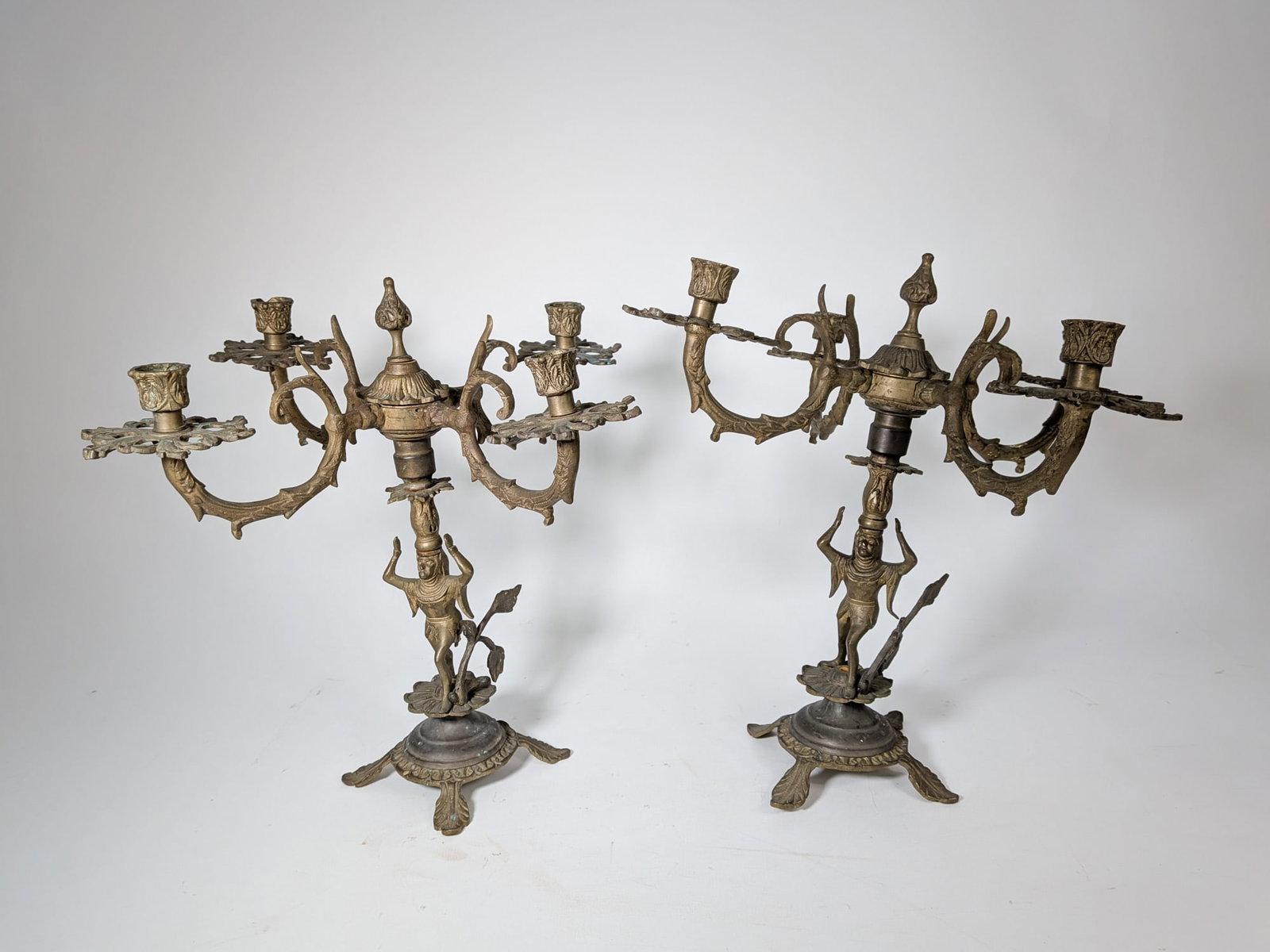 Pair of Victorian Figural Four Arm Candelabras (1 of 8)
