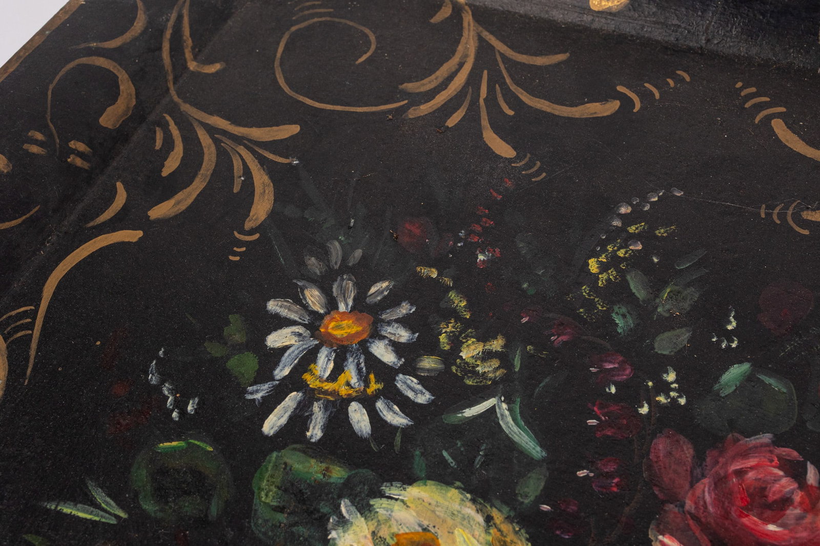 Pair of Antique Extra Large Toleware Hand-Painted Trays - 6