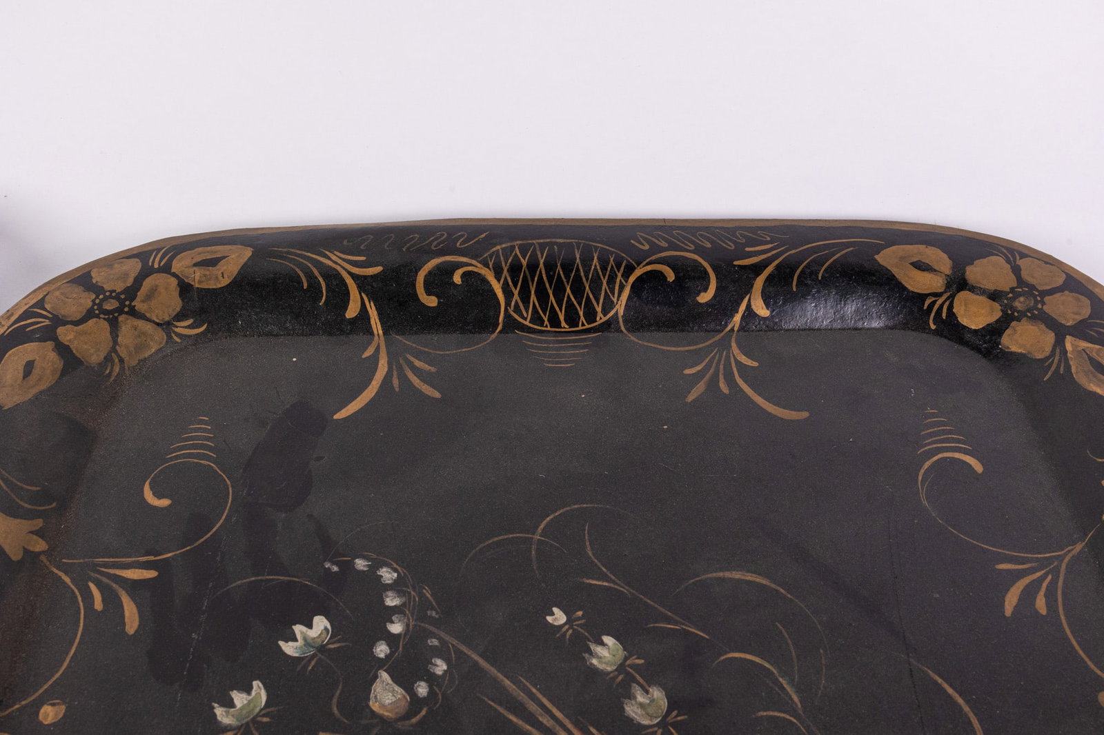 Pair of Antique Extra Large Toleware Hand-Painted Trays - 9