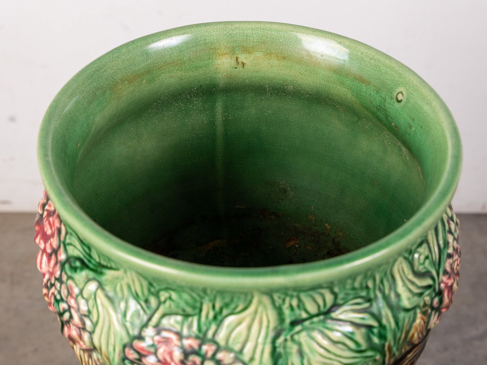 Vintage Majolica Jardiniere & Pedestal - 4