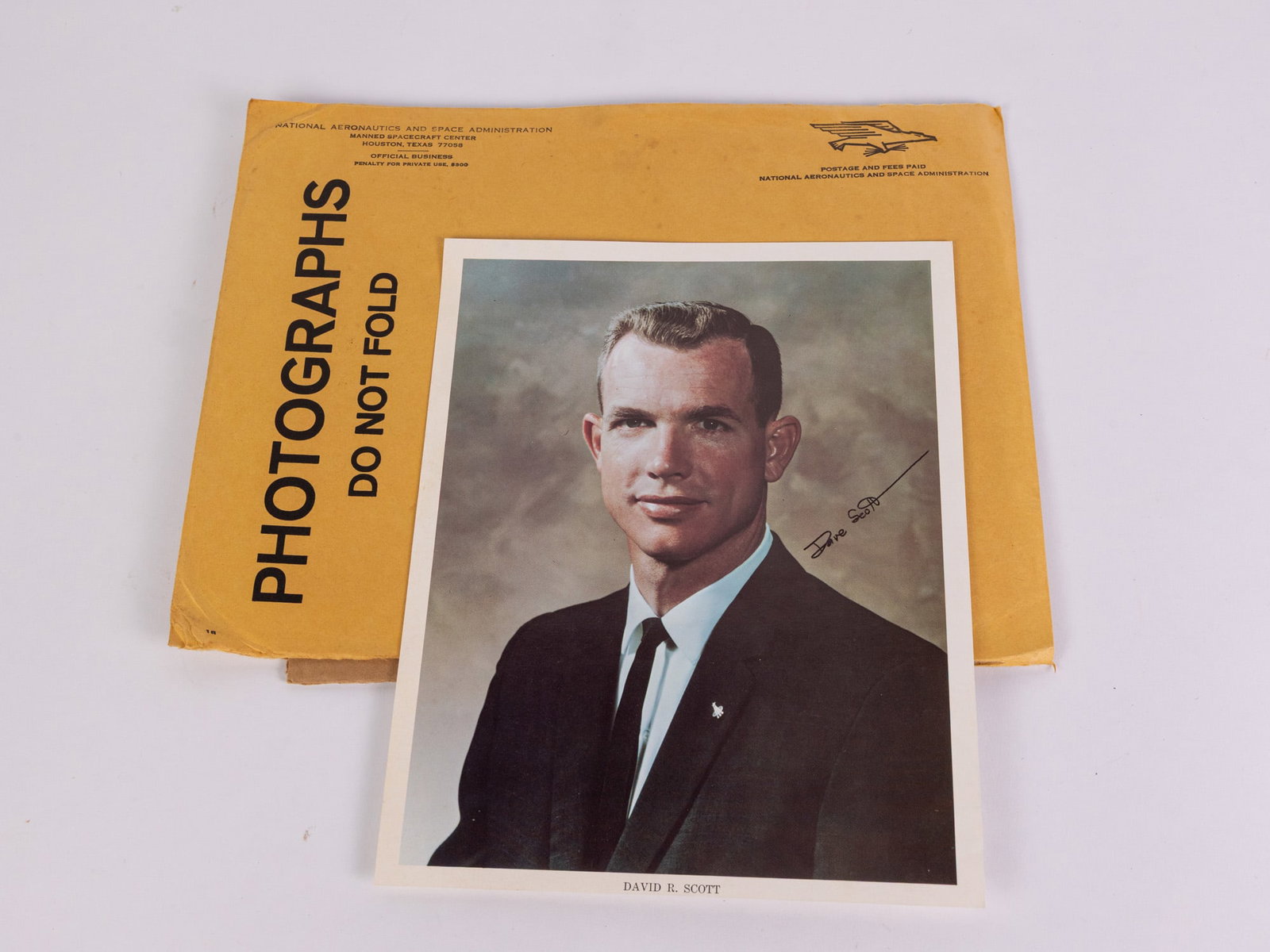 Autographed Photograph of Astronaut David R. Scott: Autographed Photograph of Astronaut David R. Scott, From a curated private collection that was amassed through personal correspondence, this signed photograph was sent direct from N.A.S.A. to the