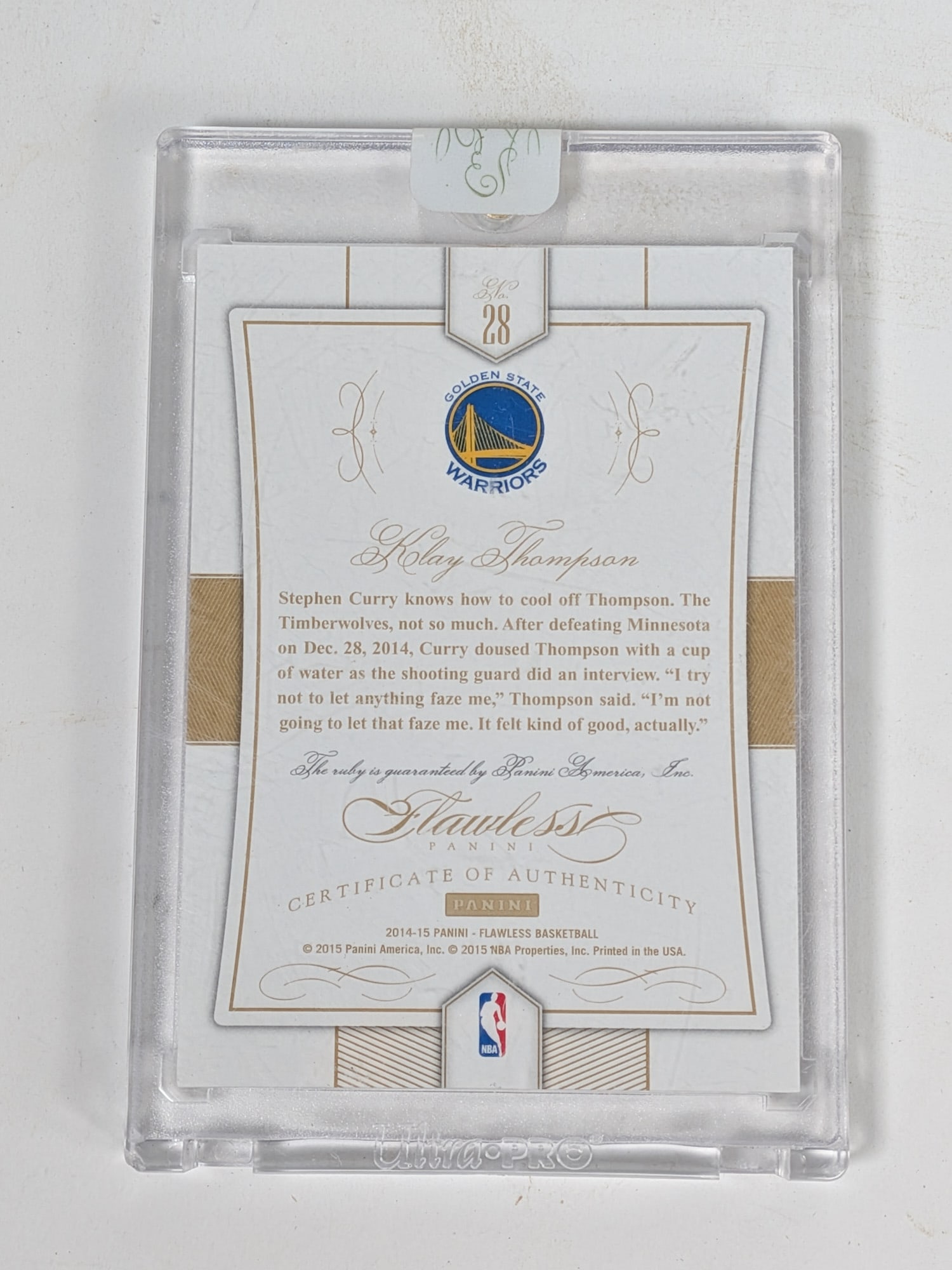 Encased 2014-15 Panini Flawless Klay Thompson Ruby 12/15 - 2