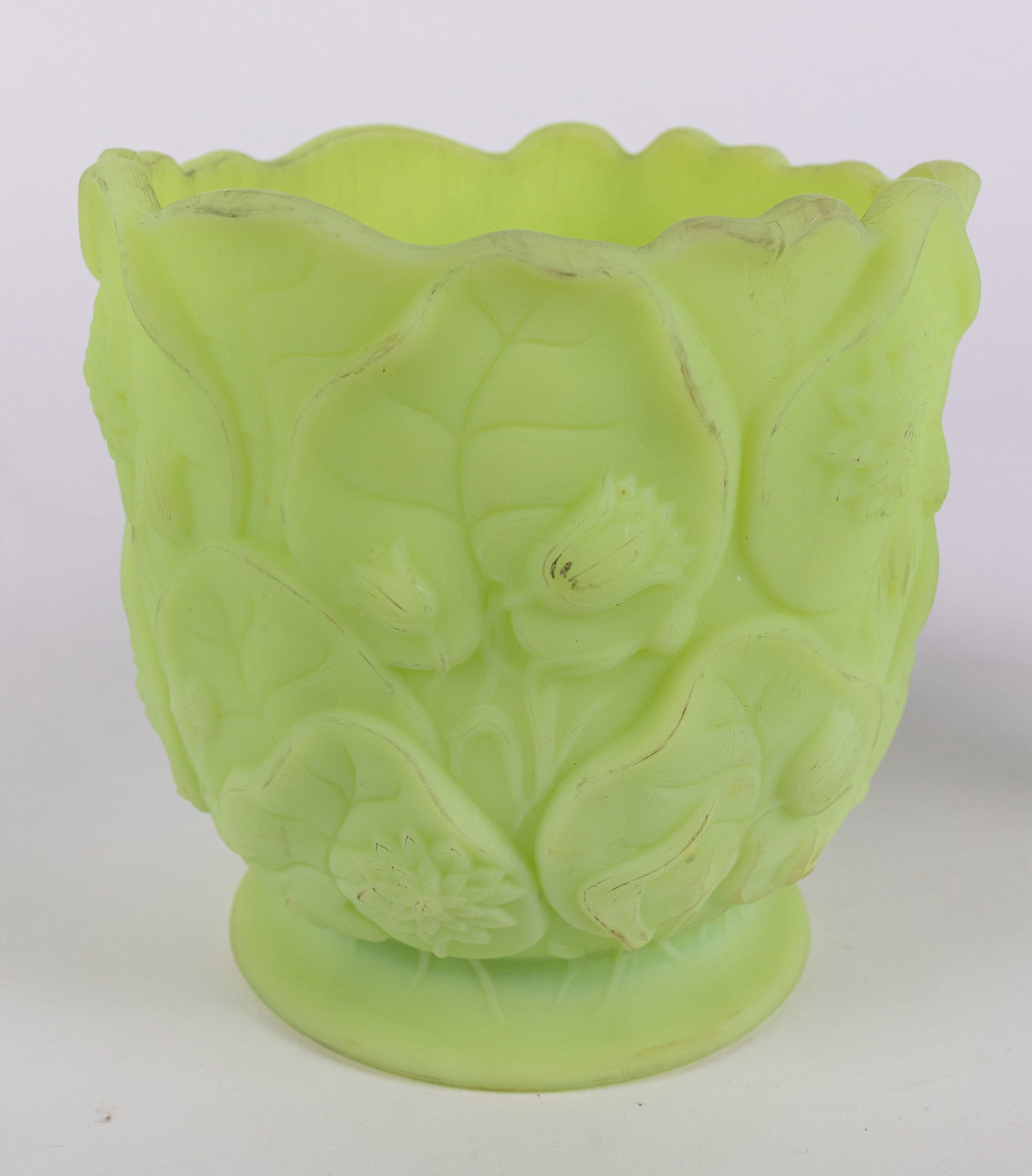 Two Pieces of Fenton "Lily" Uranium Satin Custard Glass - 3