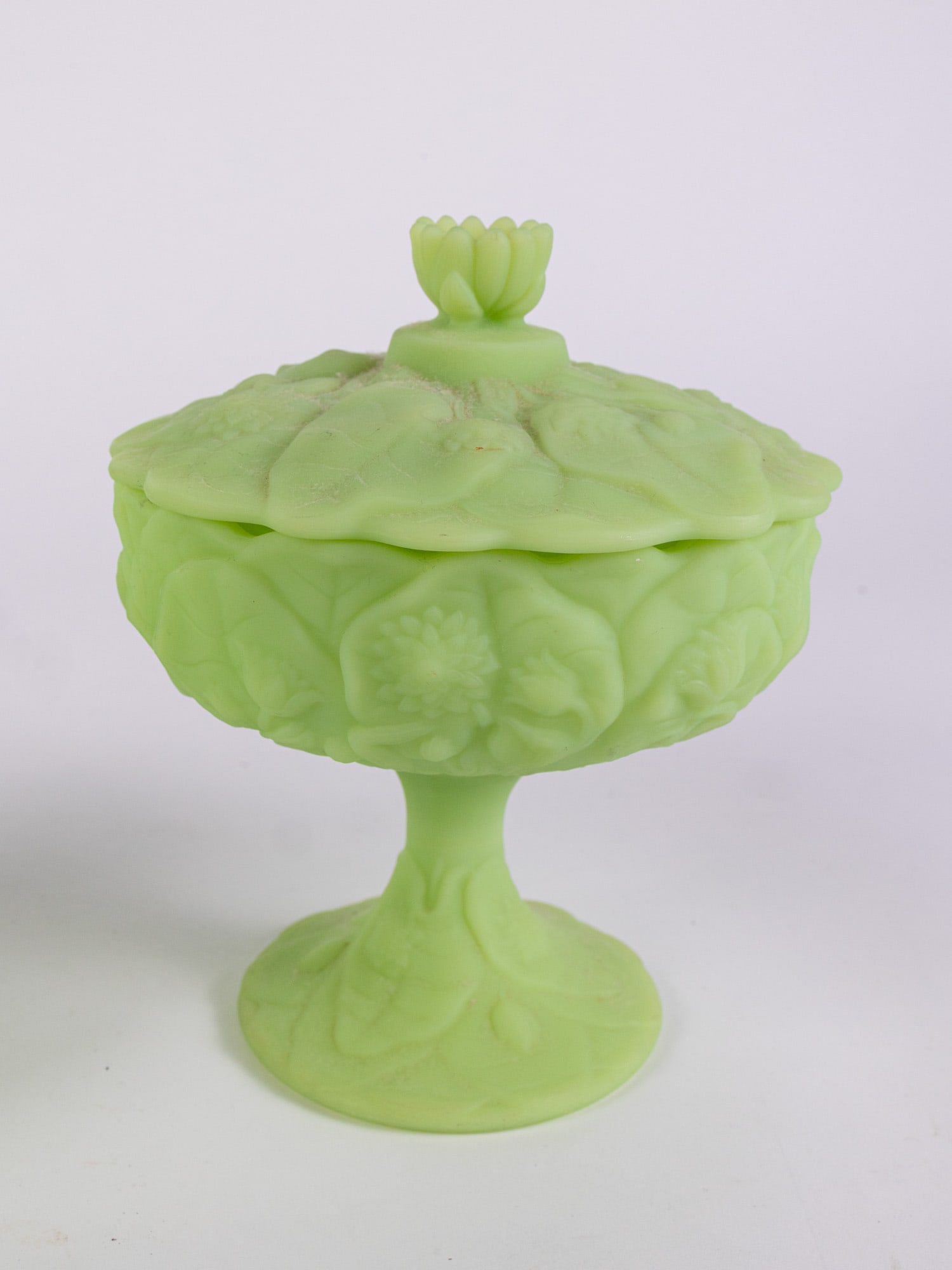 Two Pieces of Fenton "Lily" Uranium Satin Custard Glass - 4
