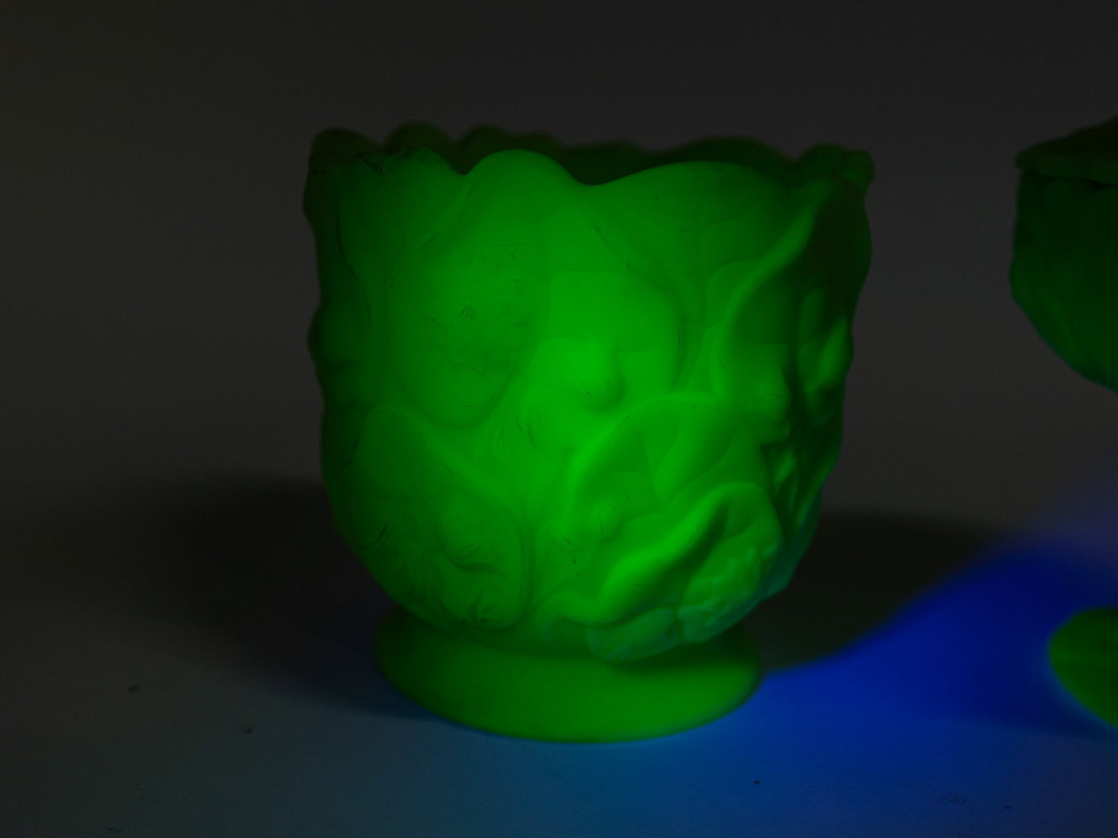 Two Pieces of Fenton "Lily" Uranium Satin Custard Glass - 7