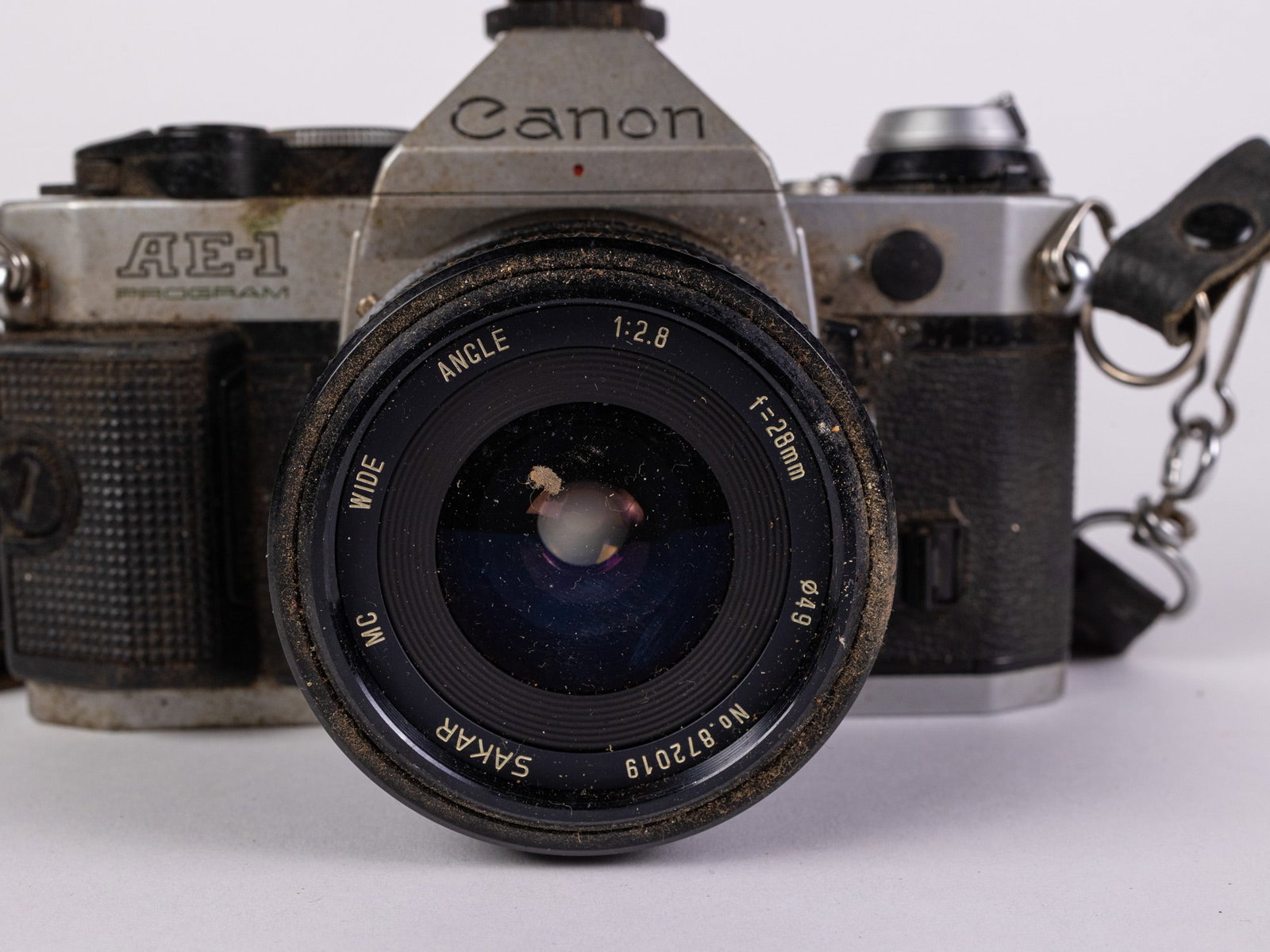 Canon AE-1 35mm Black/Silver SLR Camera w/ Sakar FD 28 mm 1:2.8 Lens - 3