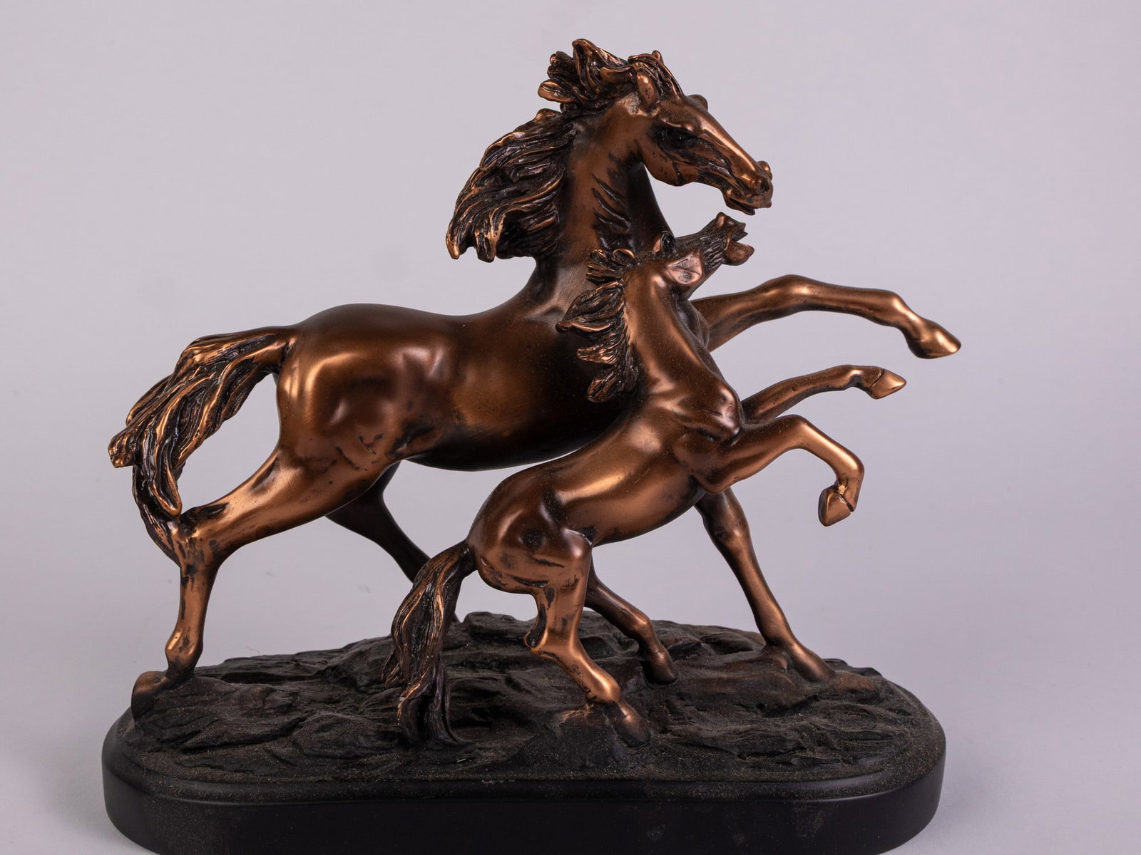 Trio of Sculptures ft . Pair of Bronze Miniature Remington Reproductions - 4