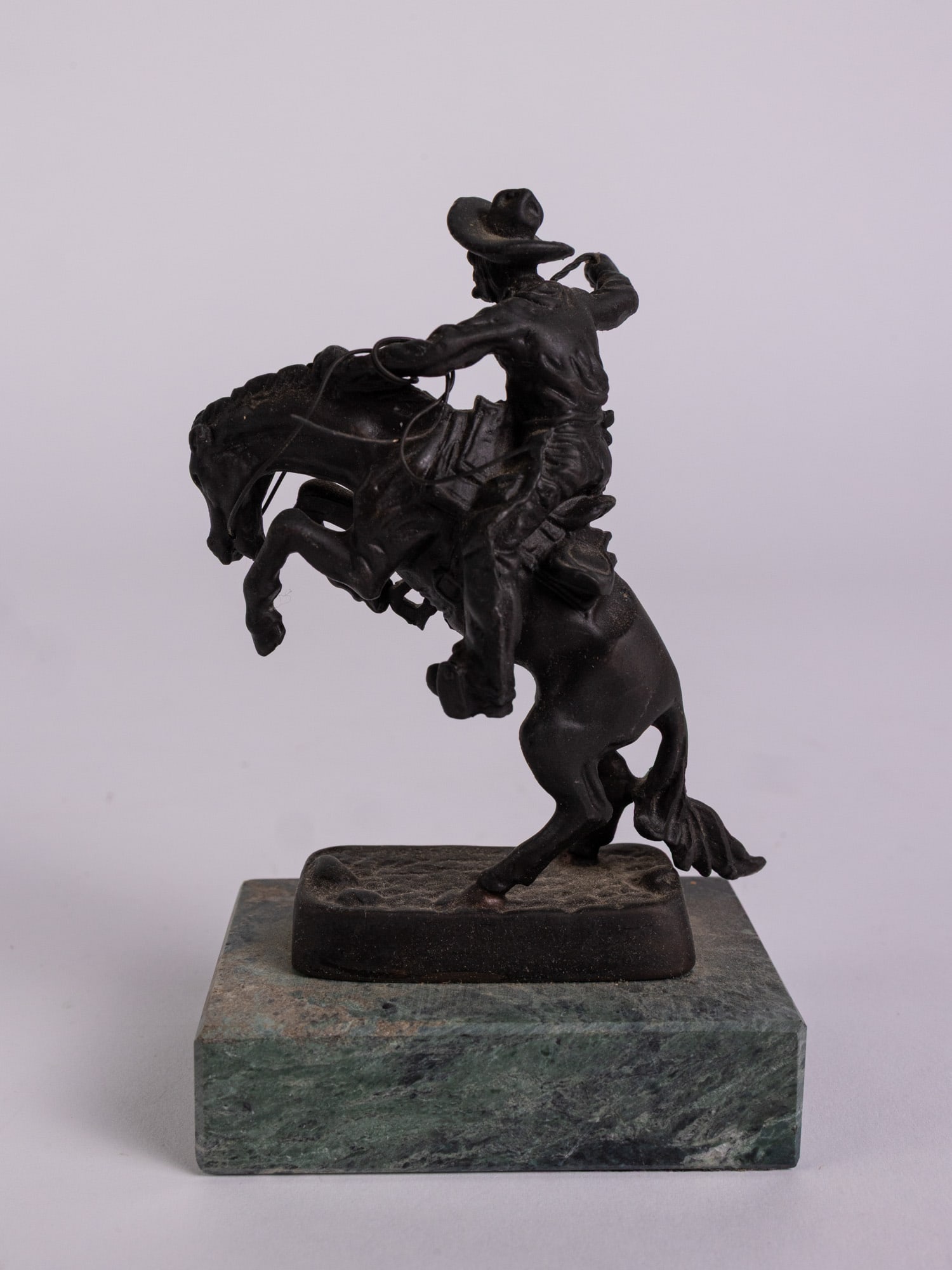 Trio of Sculptures ft . Pair of Bronze Miniature Remington Reproductions - 7