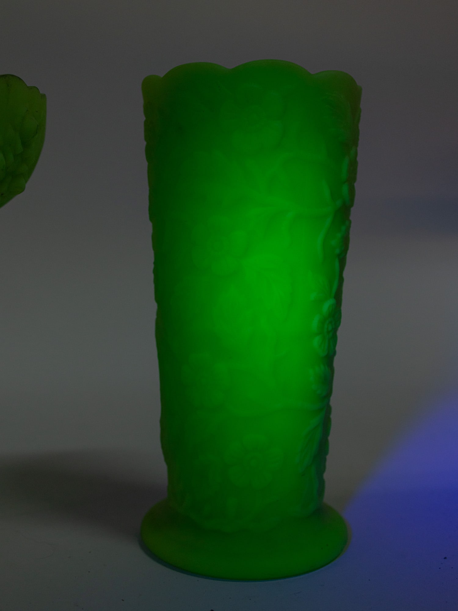 Two Pieces of Fenton Uranium Satin Custard Glass - 5