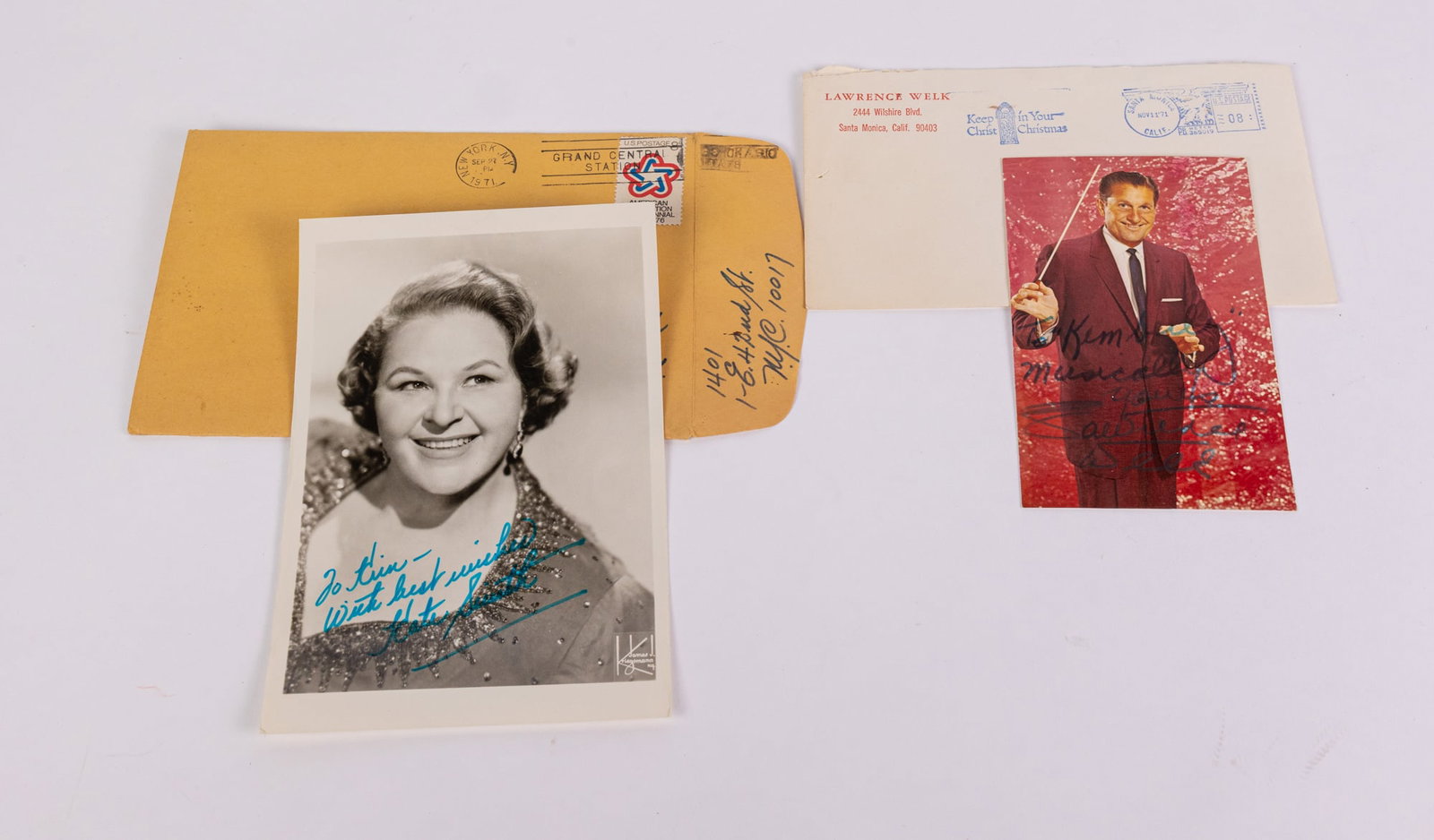 Two Autographed Photographs from 20th Century Stars: Two Autographed Photographs from 20th Century Stars, From a curated private collection that was amassed through personal correspondence, this lot includes autographed photos from Lawrence Welk and