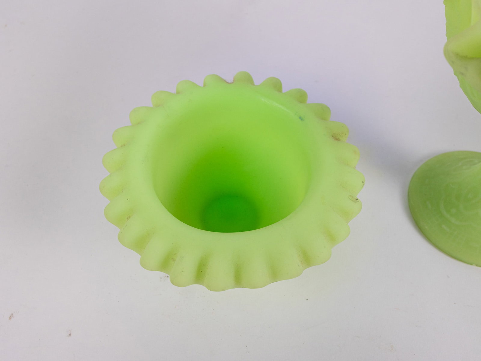 Three Pieces of Fenton Uranium Satin Custard Glass - 4