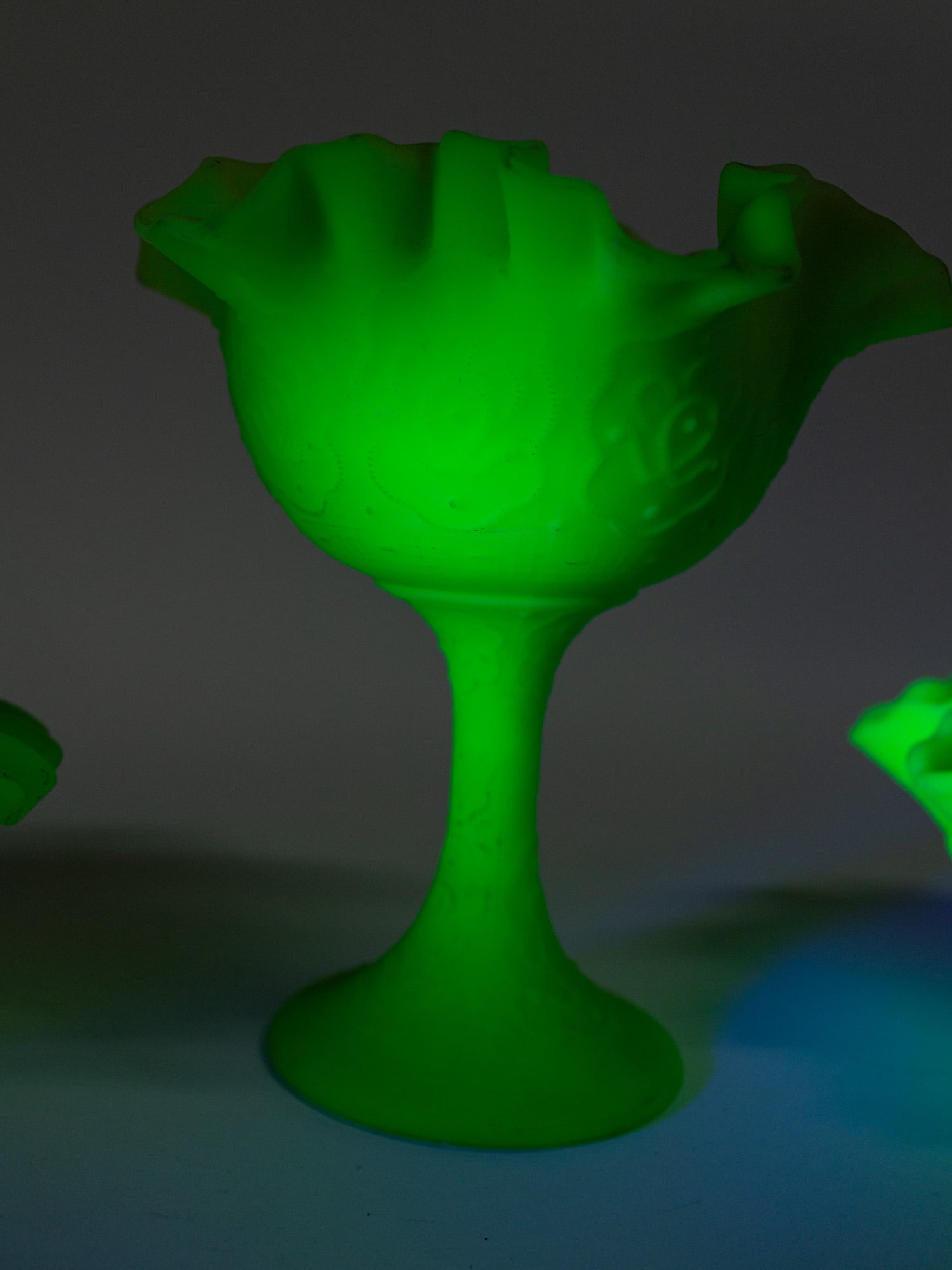 Three Pieces of Fenton Uranium Satin Custard Glass - 7