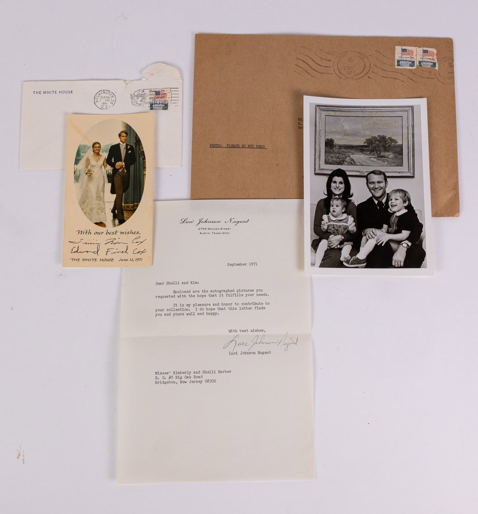 Two Autographs from Presidential Daughters: Two Autographs from Presidential Daughters, From a curated private collection that was amassed through personal correspondence with the figures in question, this lot includes autographs from both