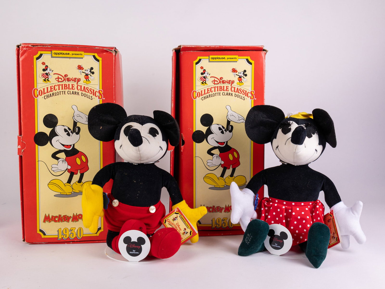 Two Applause Disney Collectible Classics Mickey Mouse 1930 Dolls IOB (1 of 7)