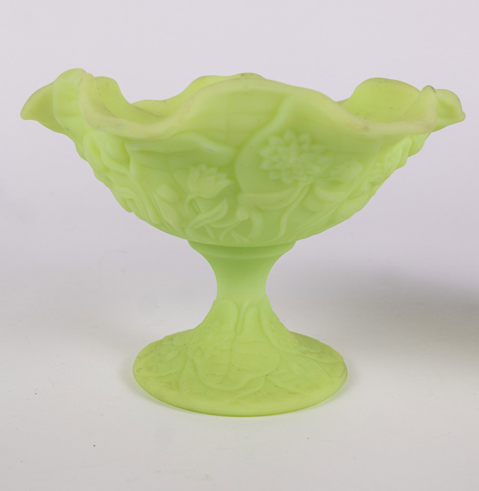 Two Pieces of Fenton "Lily" Uranium Satin Custard Glass - 4