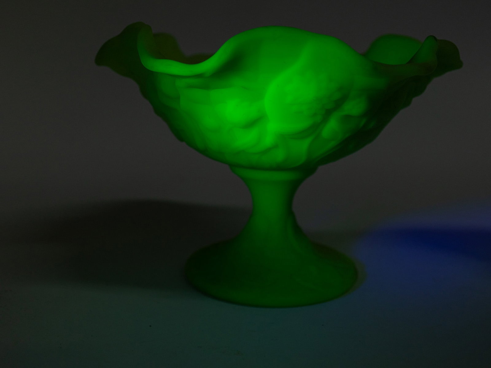 Two Pieces of Fenton "Lily" Uranium Satin Custard Glass - 6