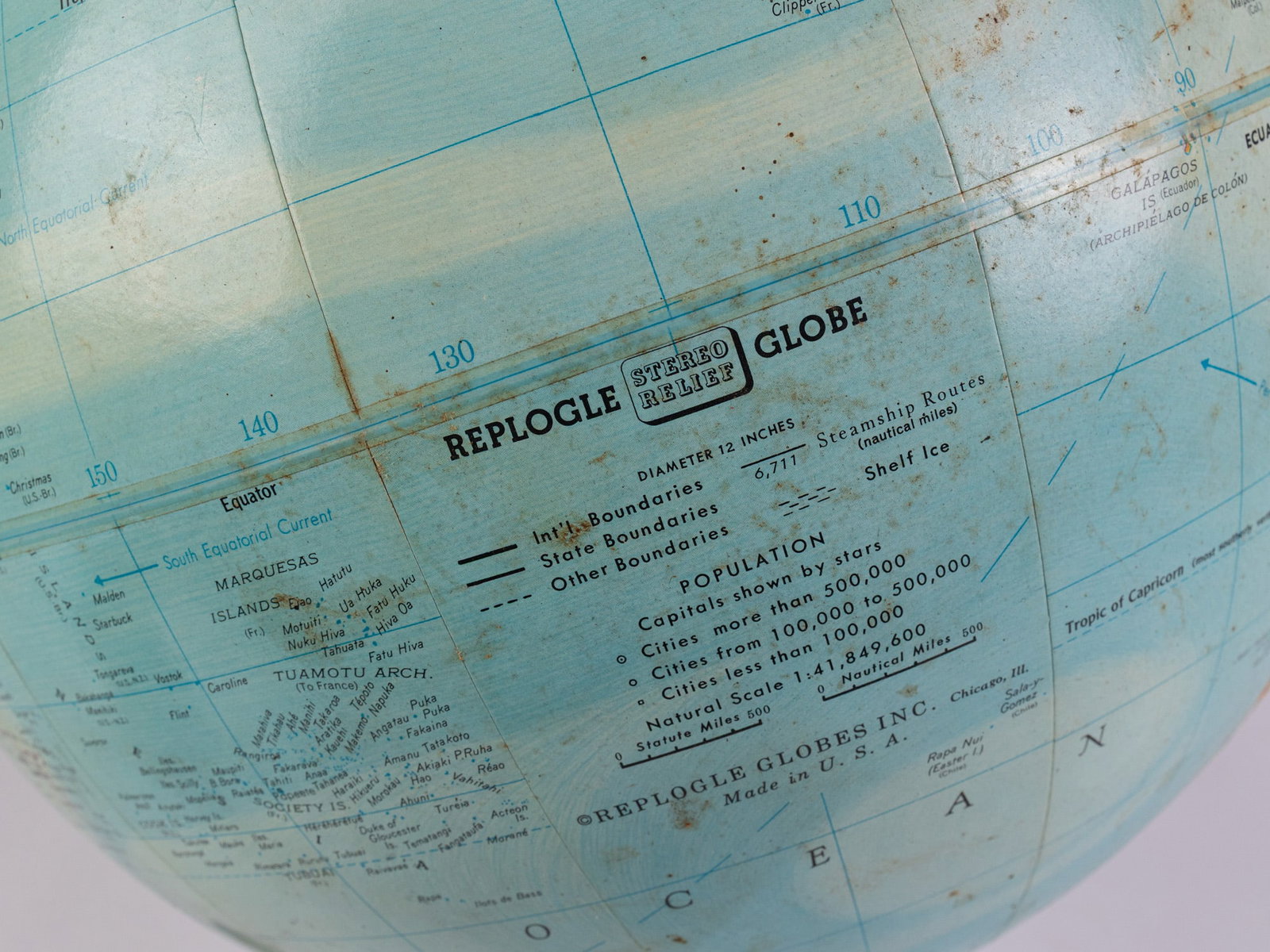 Vintage Replogle Stereo Relief World Globe - 4