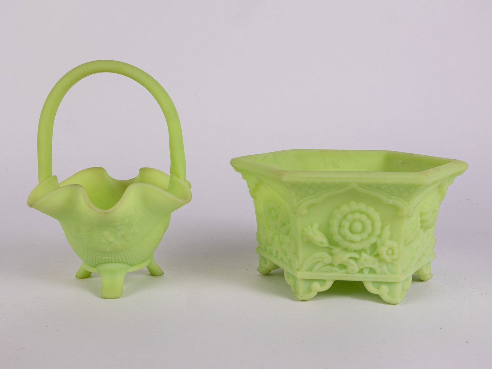 Two Pieces of Fenton Uranium Satin Uranium Custard Glass (1 of 8)