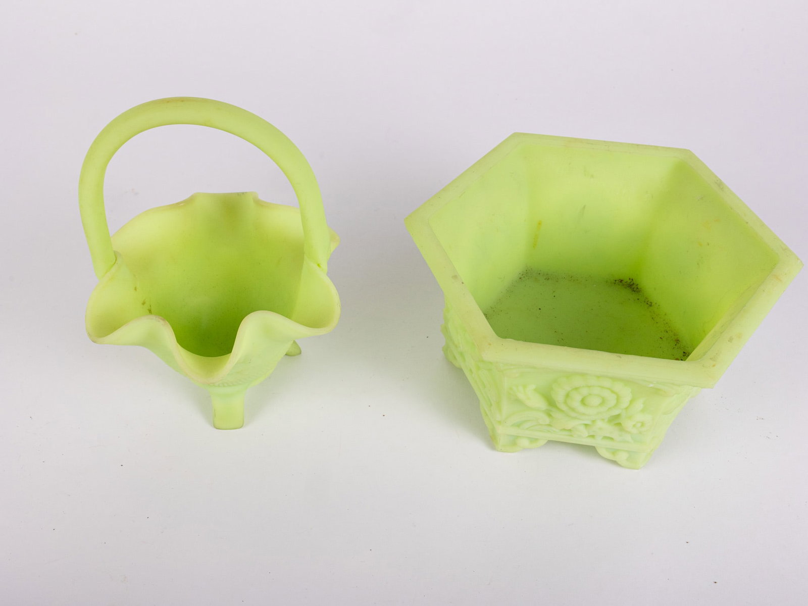 Two Pieces of Fenton Uranium Satin Uranium Custard Glass - 3