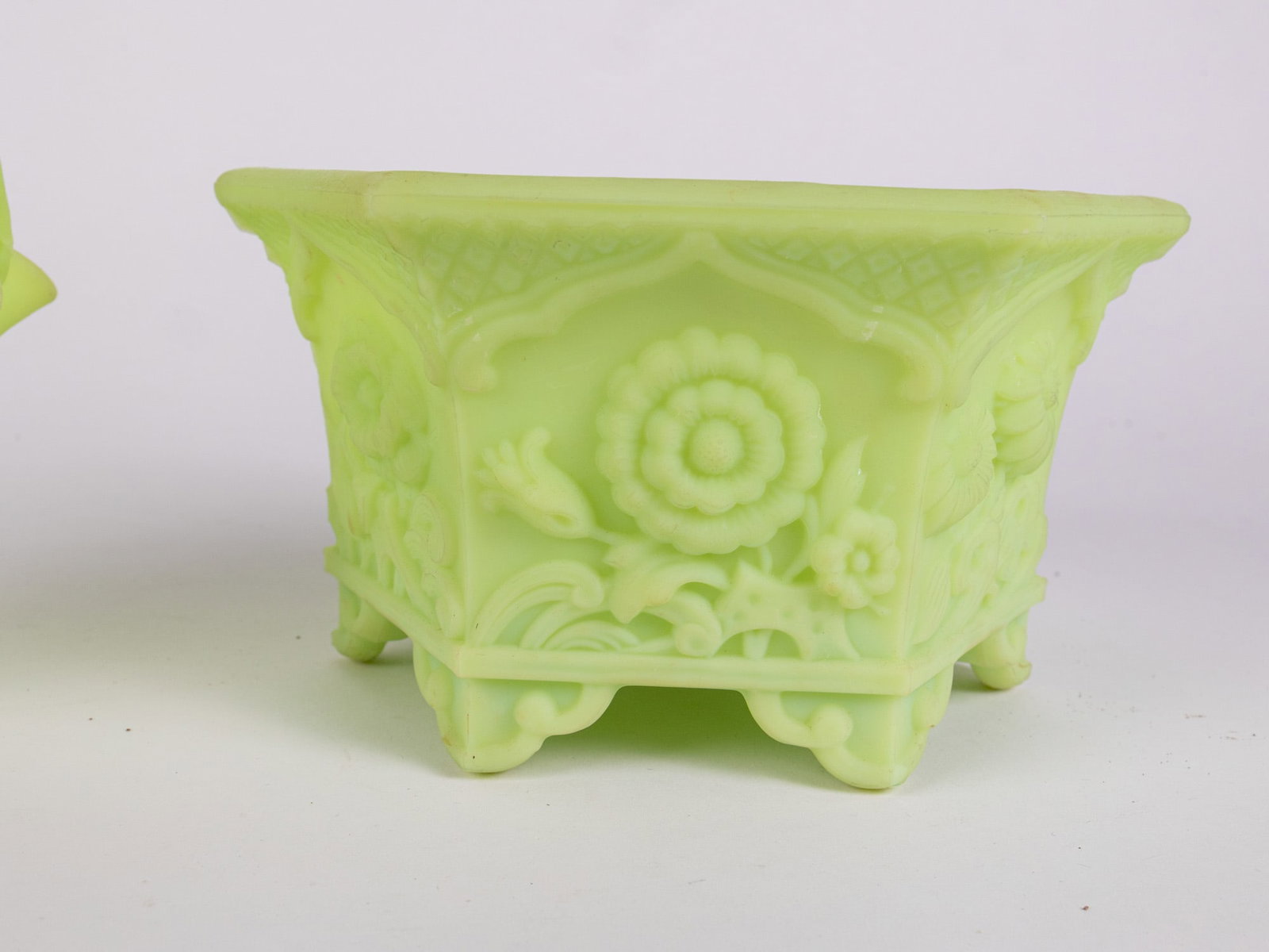 Two Pieces of Fenton Uranium Satin Uranium Custard Glass - 5