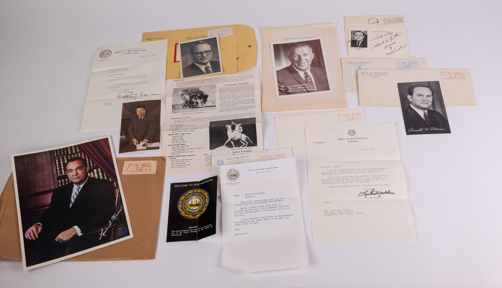 Assorted Autographs from 20th Century United States Governors: Assorted Autographs from 20th Century United States Governors, From a curated private collection that was amassed through personal correspondence, this lot includes various signatures from Governors.