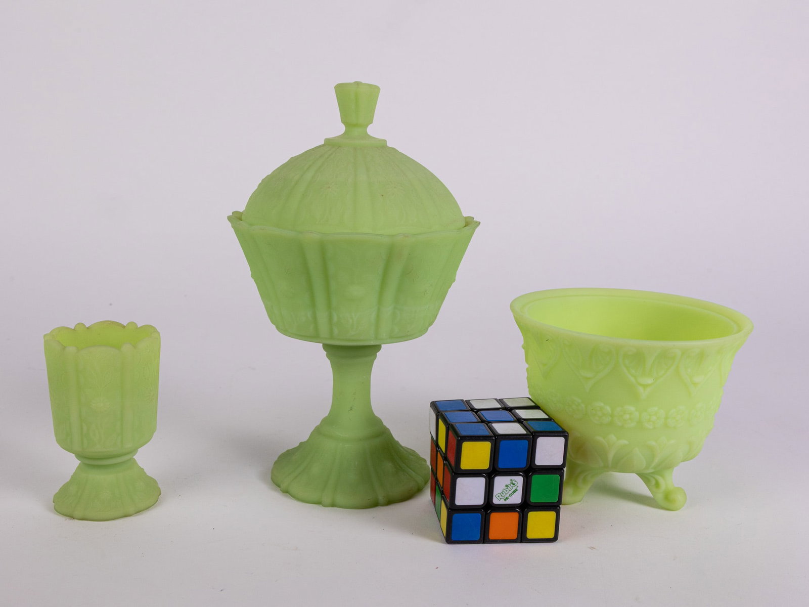 Three Pieces of Fenton Uranium Satin Custard Glass - 2