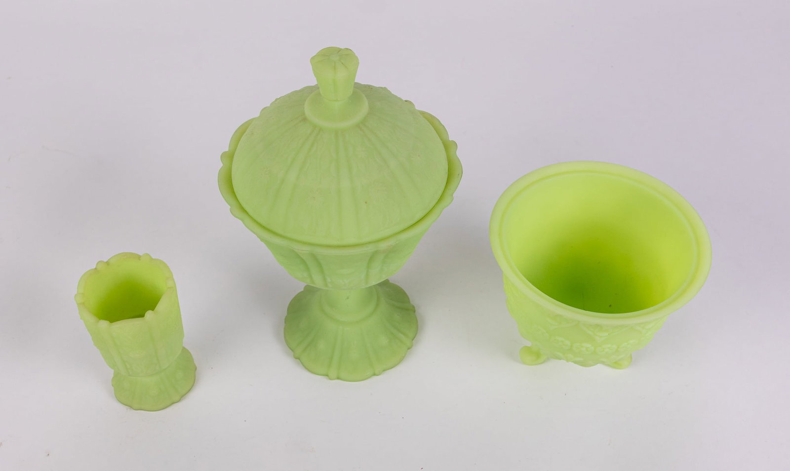 Three Pieces of Fenton Uranium Satin Custard Glass - 3