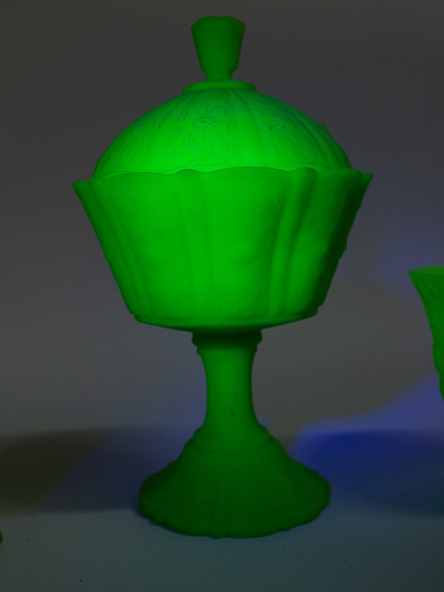 Three Pieces of Fenton Uranium Satin Custard Glass - 5