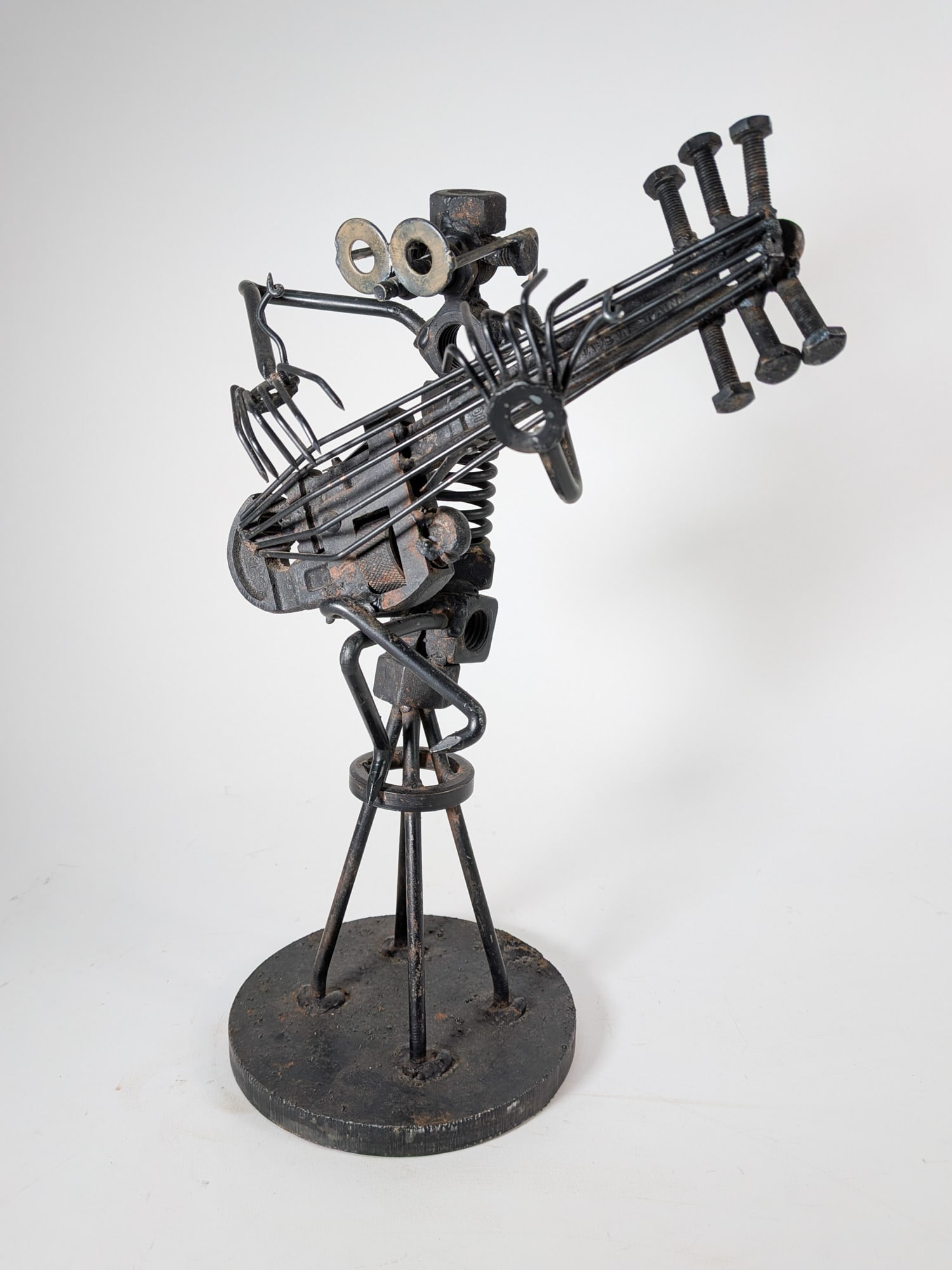 Handcrafted Folk Art Guitar Player Sculpture - 2