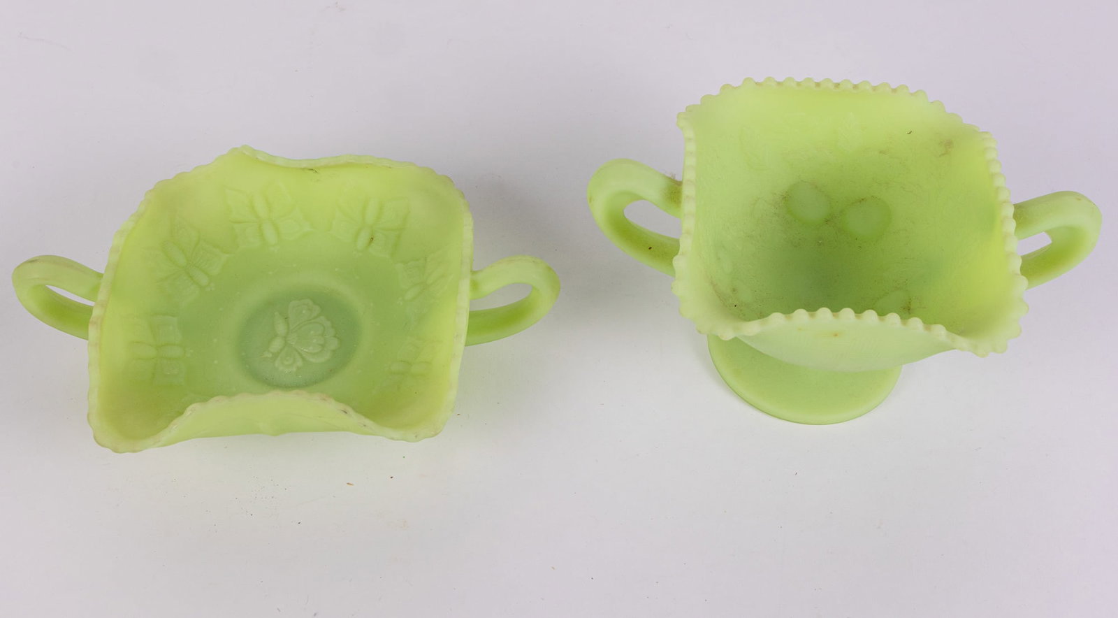 Two Pieces of Fenton Uranium Satin Custard Art Glass - 3