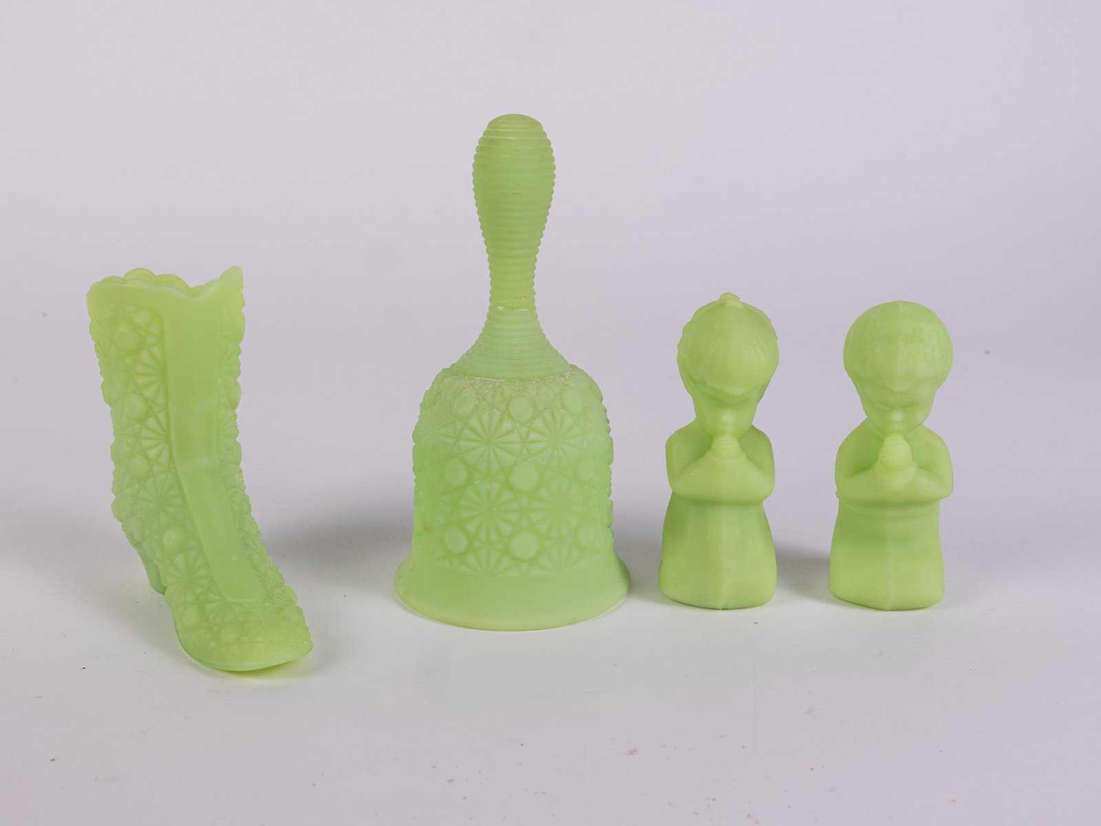 Four Pieces of Fenton Uranium Satin Custard Art Glass (1 of 6)