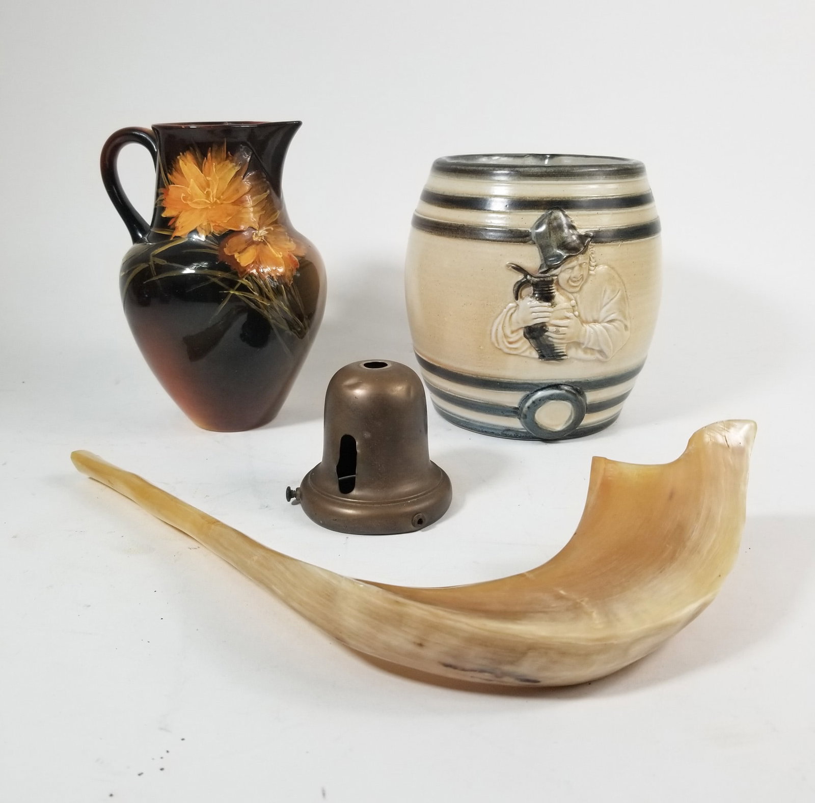 Vintage Decor Lot Featuring Rookwood Pitcher: Vintage Decor Lot Featuring Rookwood Pitcher Size 7" x 12" x 12" Literature Brooks Auction – Online Auction Terms & Conditions Contact: (856) 694-2960 | info@brooks.auction READ BEFORE YOU BID: