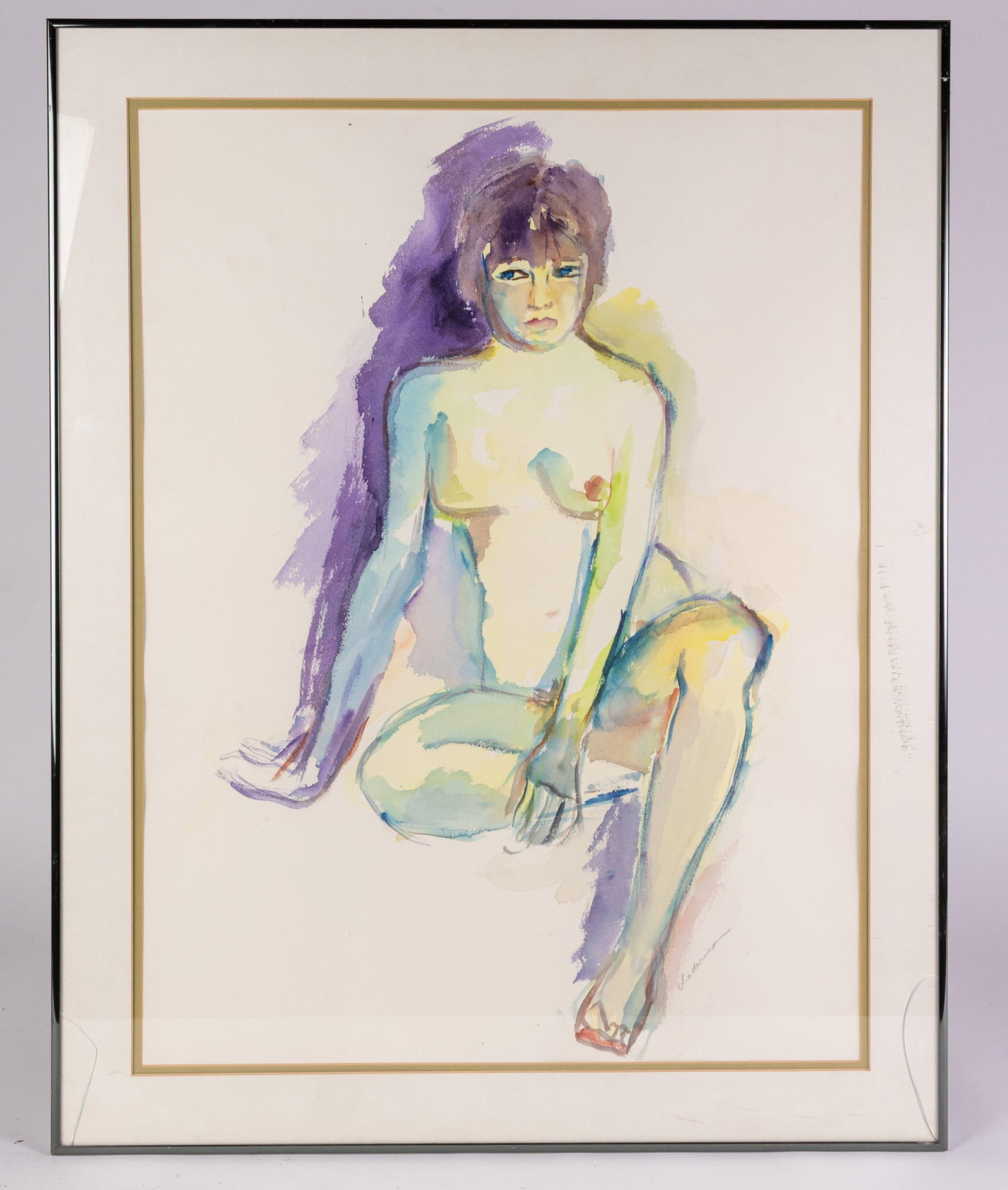 Watercolor of Female Nude Framed (1 of 5)