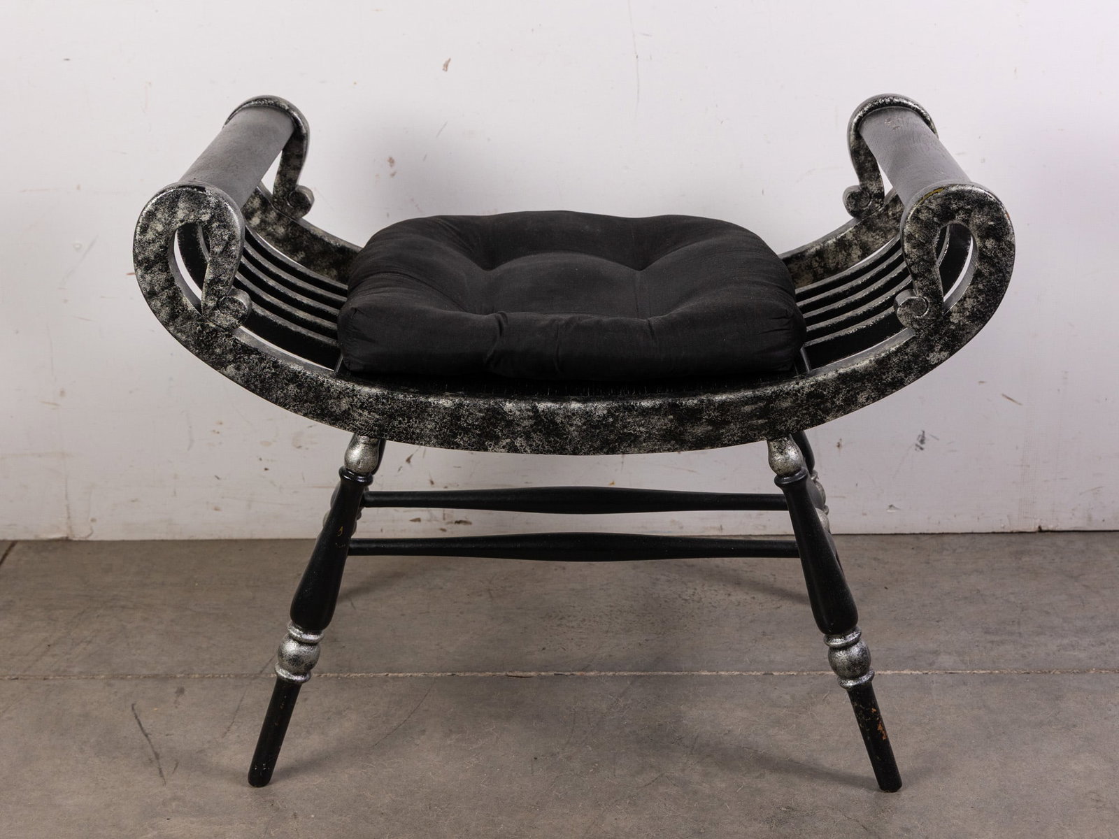 Neoclassical Style Curule Bench: Neoclassical Style Curule Bench Size 24" x 30" x 16" Literature Brooks Auction – Online Auction Terms & Conditions Contact: (856) 694-2960 | info@brooks.auction READ BEFORE YOU BID: We w