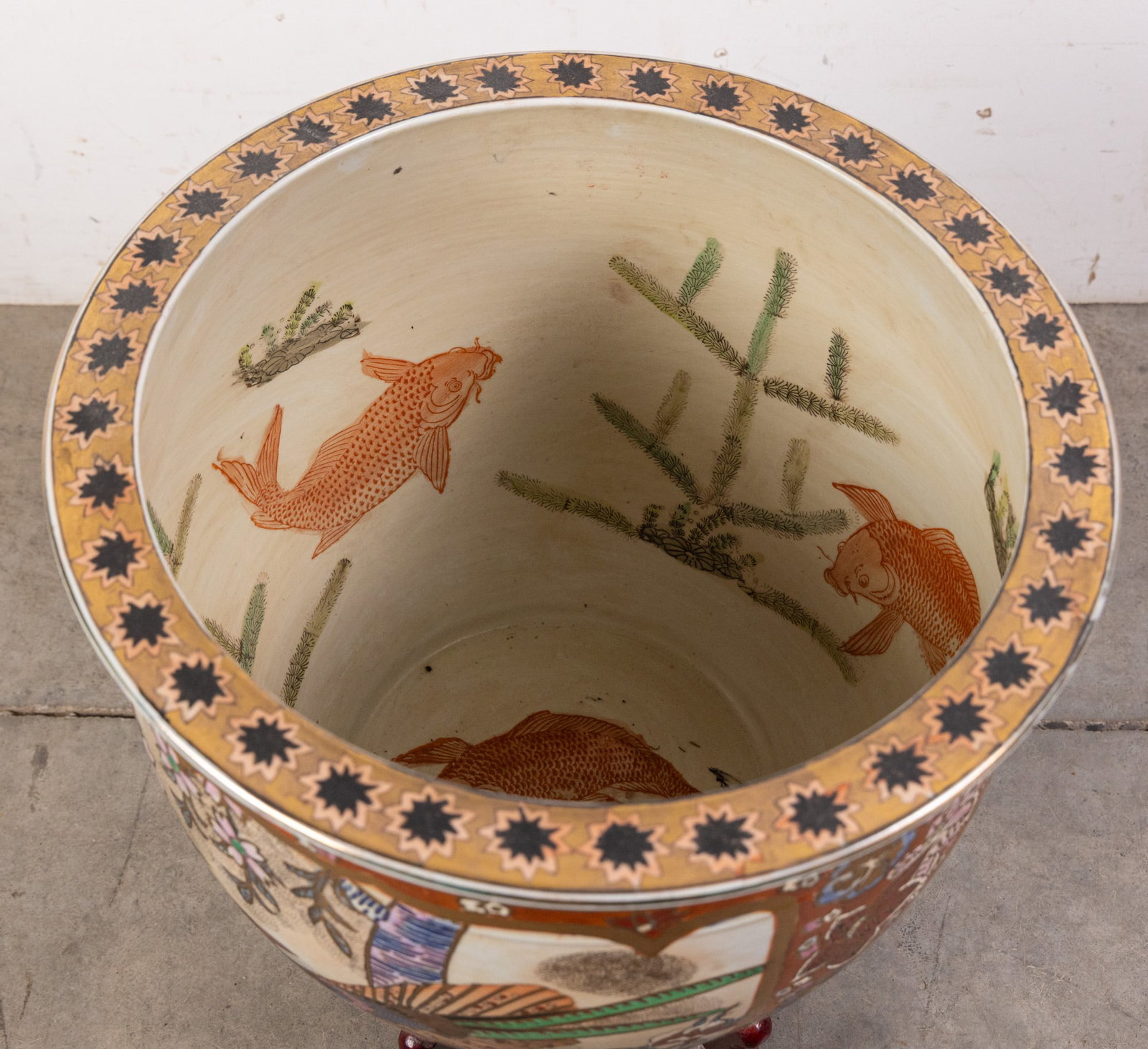 Vintage Chinese Style Porcelain Fishbowl Planter - 2