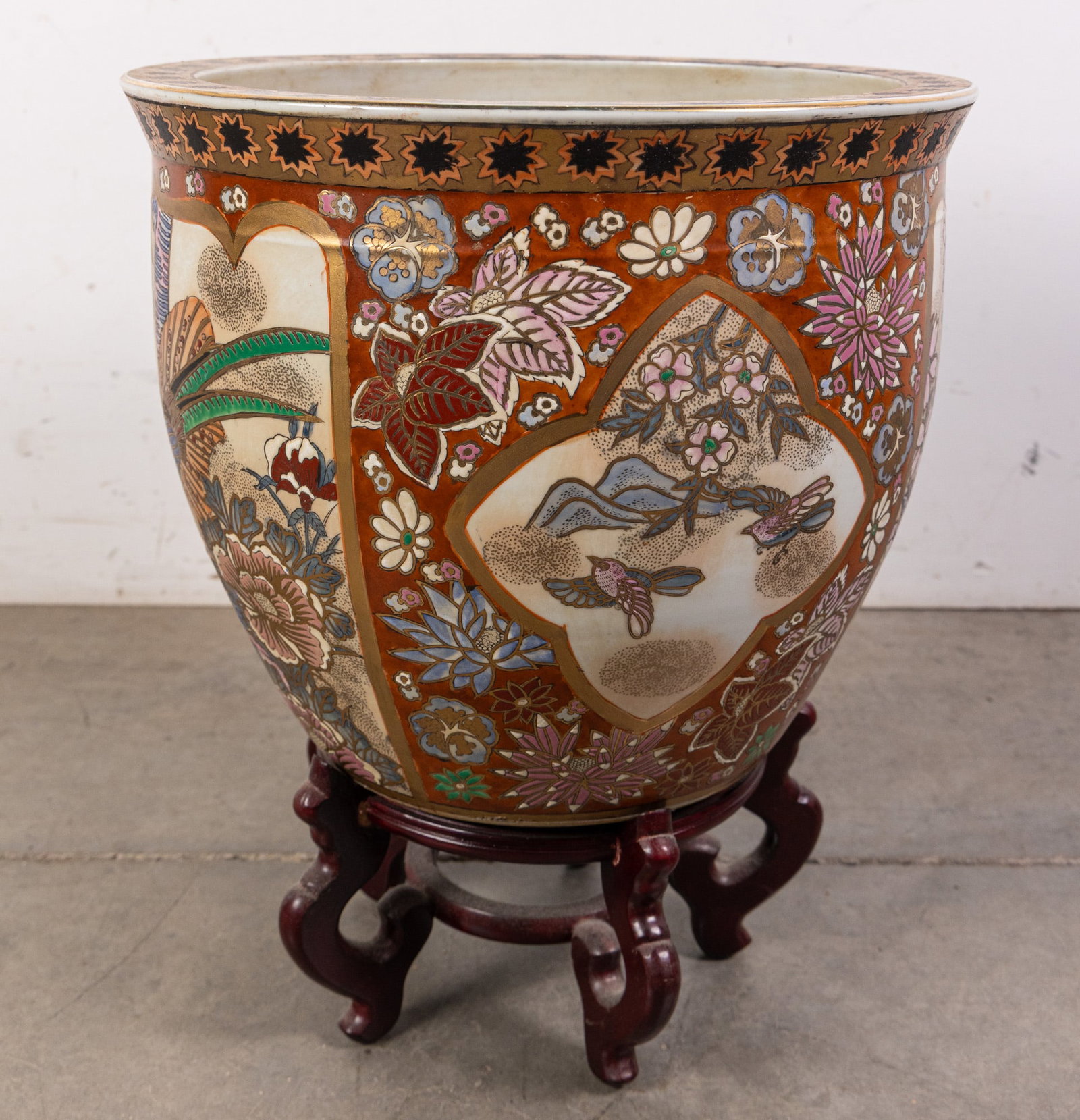 Vintage Chinese Style Porcelain Fishbowl Planter - 3