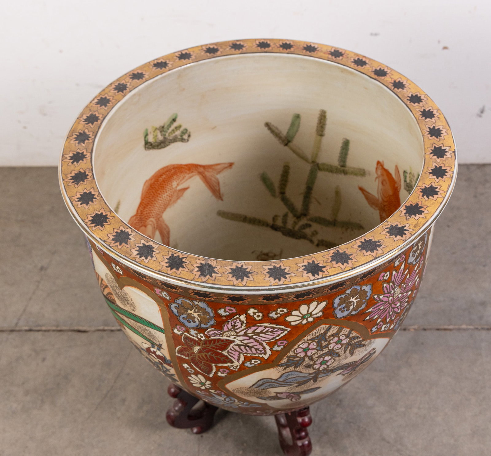 Vintage Chinese Style Porcelain Fishbowl Planter - 4