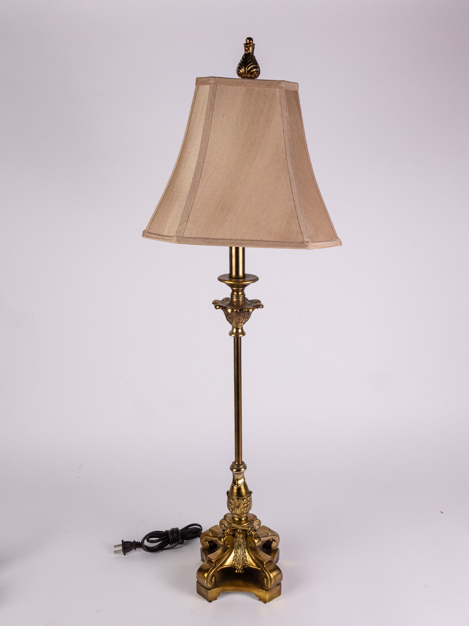 Decorative Gold Gilt Candlestick Table Lamp: Decorative Gold Gilt Candlestick Table Lamp Size 36.5" H Literature Brooks Auction – Online Auction Terms & Conditions Contact: (856) 694-2960 | info@brooks.auction READ BEFORE YOU BID: We want