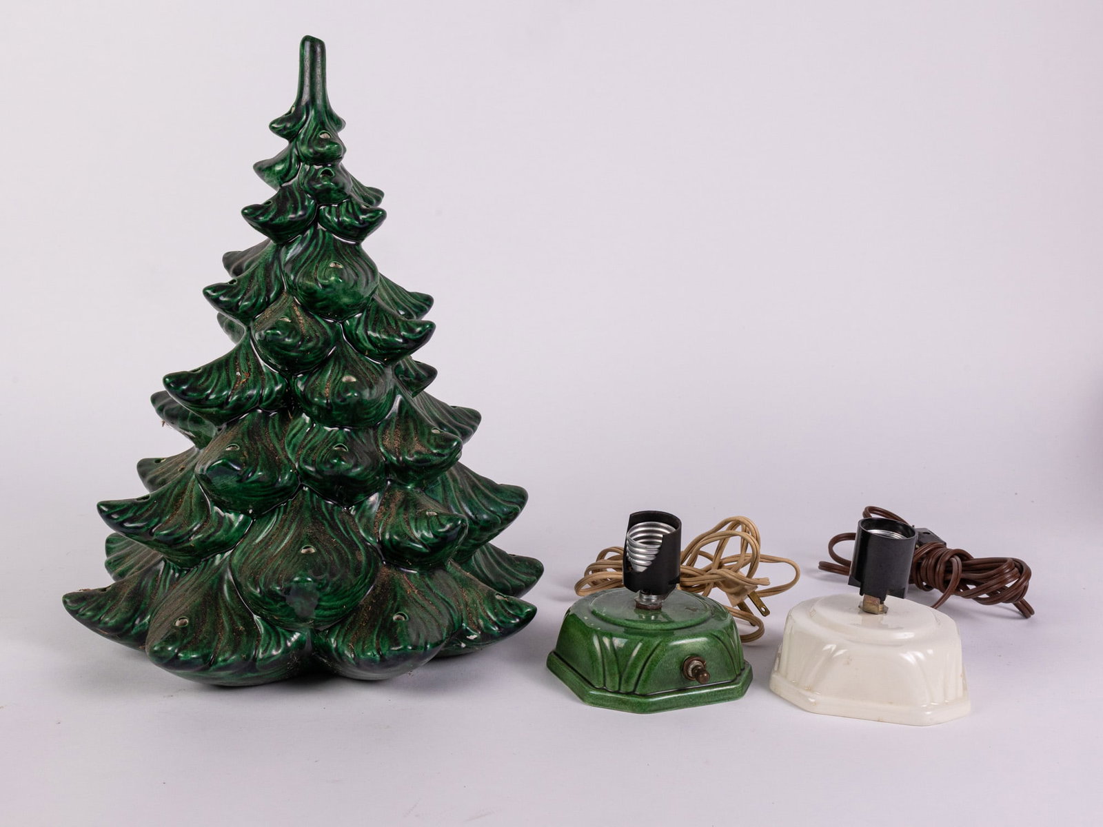 Vintage Ceramic Christmas Tree w/ Mismatched Bases (1 of 4)