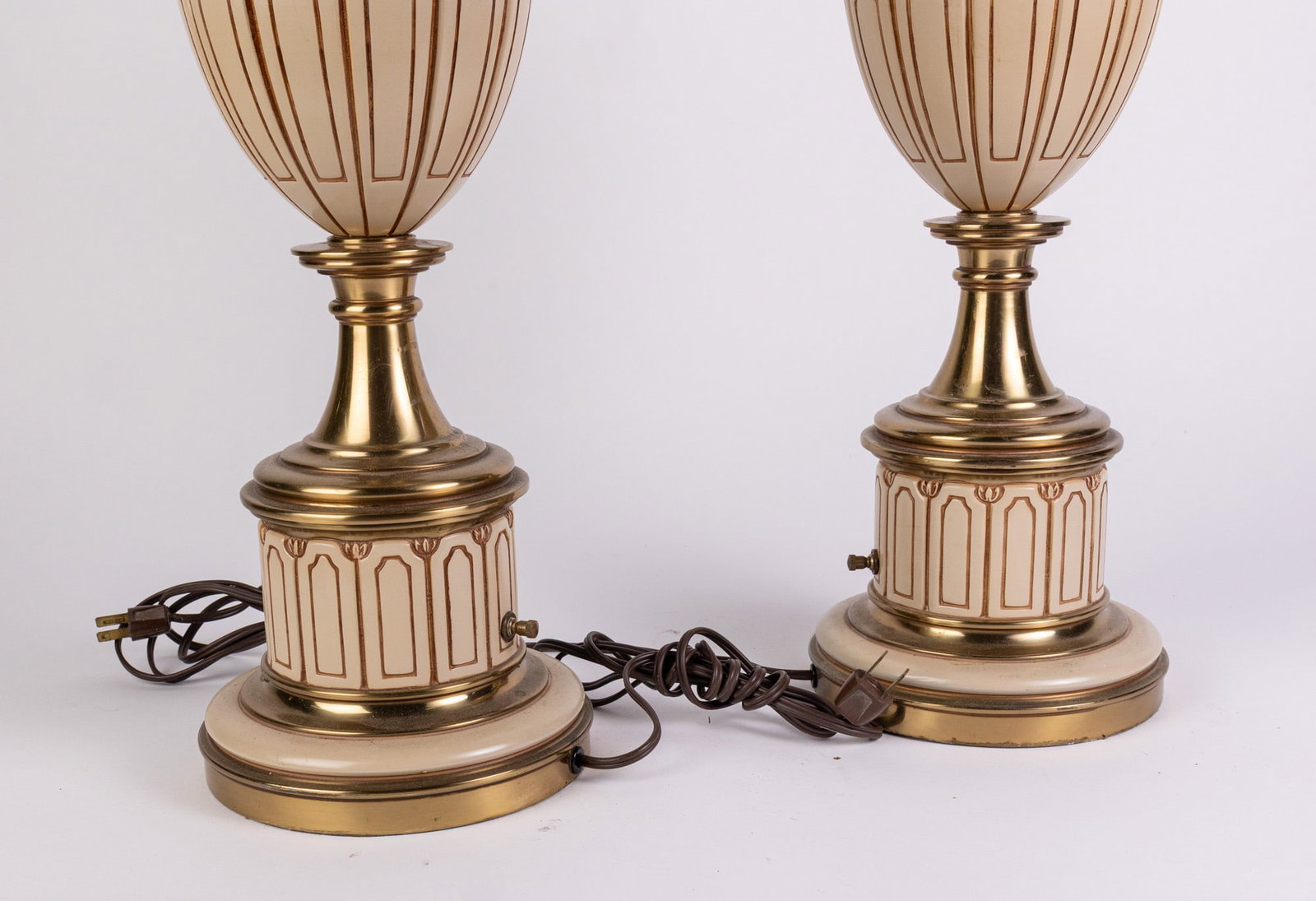 Pair of Vintage Brass-Toned Decorative Table Lamps - 2