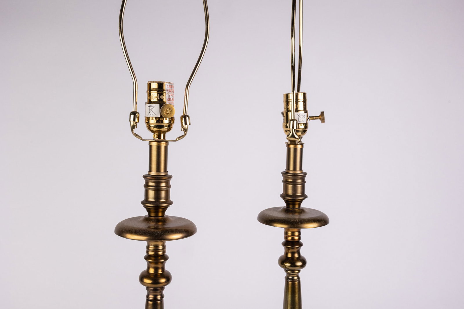 Pair of Vintage Brass-Toned Decorative Table Lamps - 4
