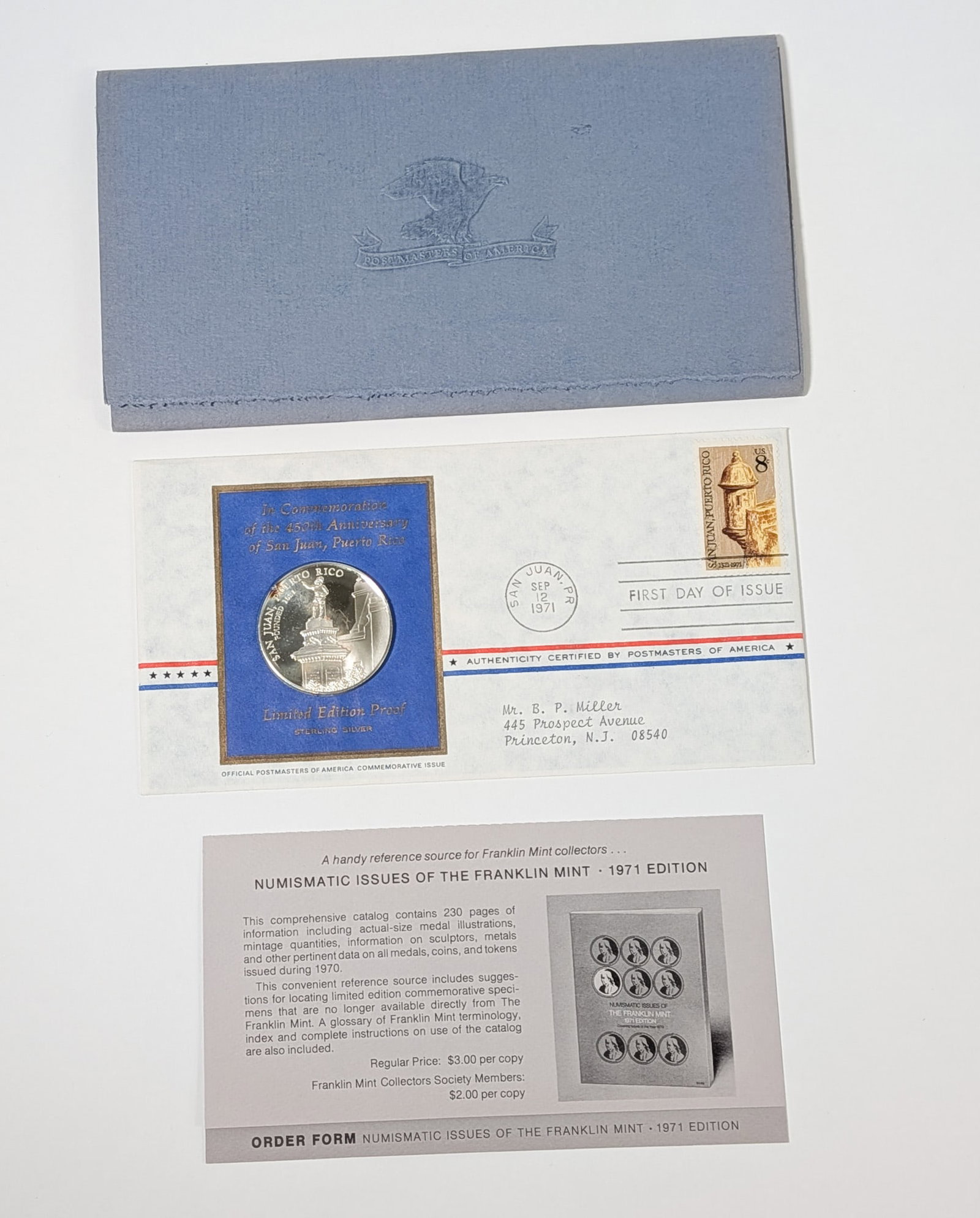 "450th Anniversary of San Juan" Limited Edition Sterling Proof By the Franklin Mint W/ Stamp: "In Commemoration of the 450th Anniversary of San Juan" Limited Edition Sterling Proof By the Franklin Mint W/ Stamp Literature Brooks Auction – Online Auction Terms & Conditions Contact: (856) 