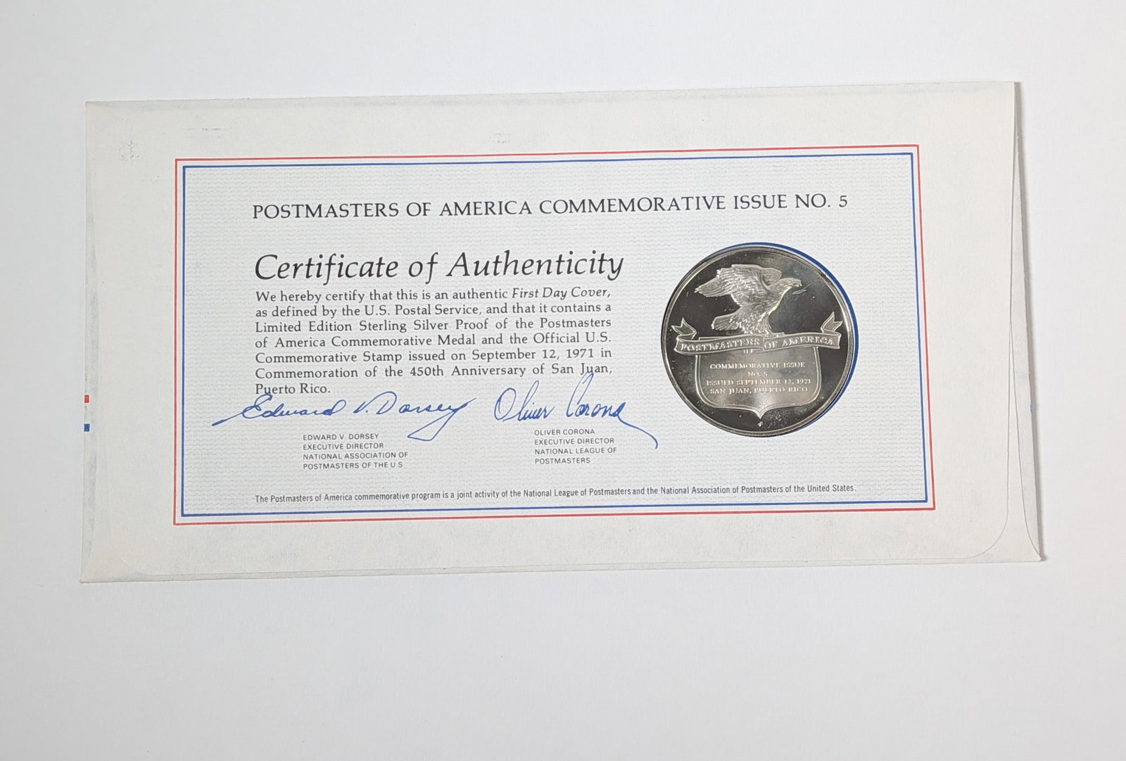 "450th Anniversary of San Juan" Limited Edition Sterling Proof By the Franklin Mint W/ Stamp - 3