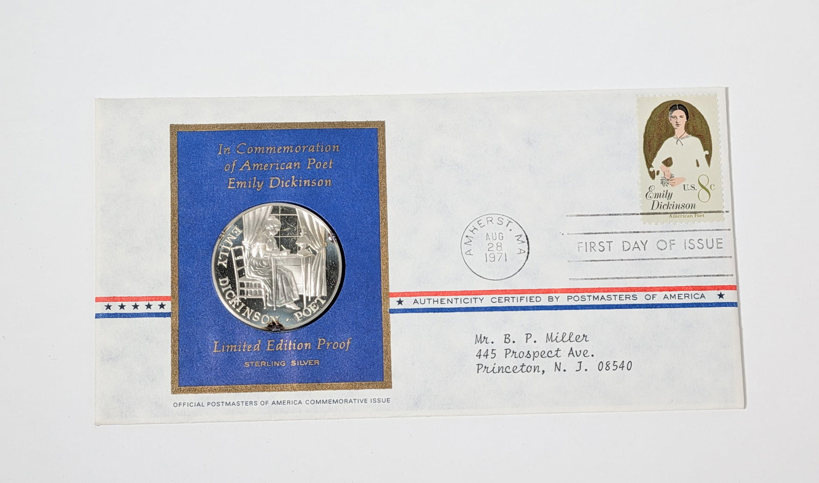 "Emily Dickinson - American Poet" Limited edition Sterling Silver Proof - 2
