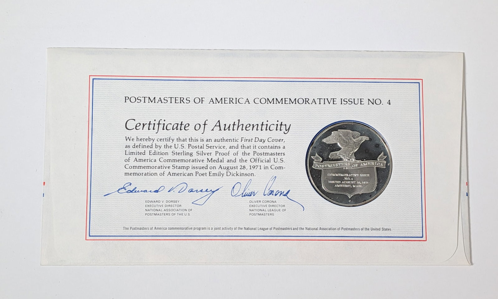 "Emily Dickinson - American Poet" Limited edition Sterling Silver Proof - 3