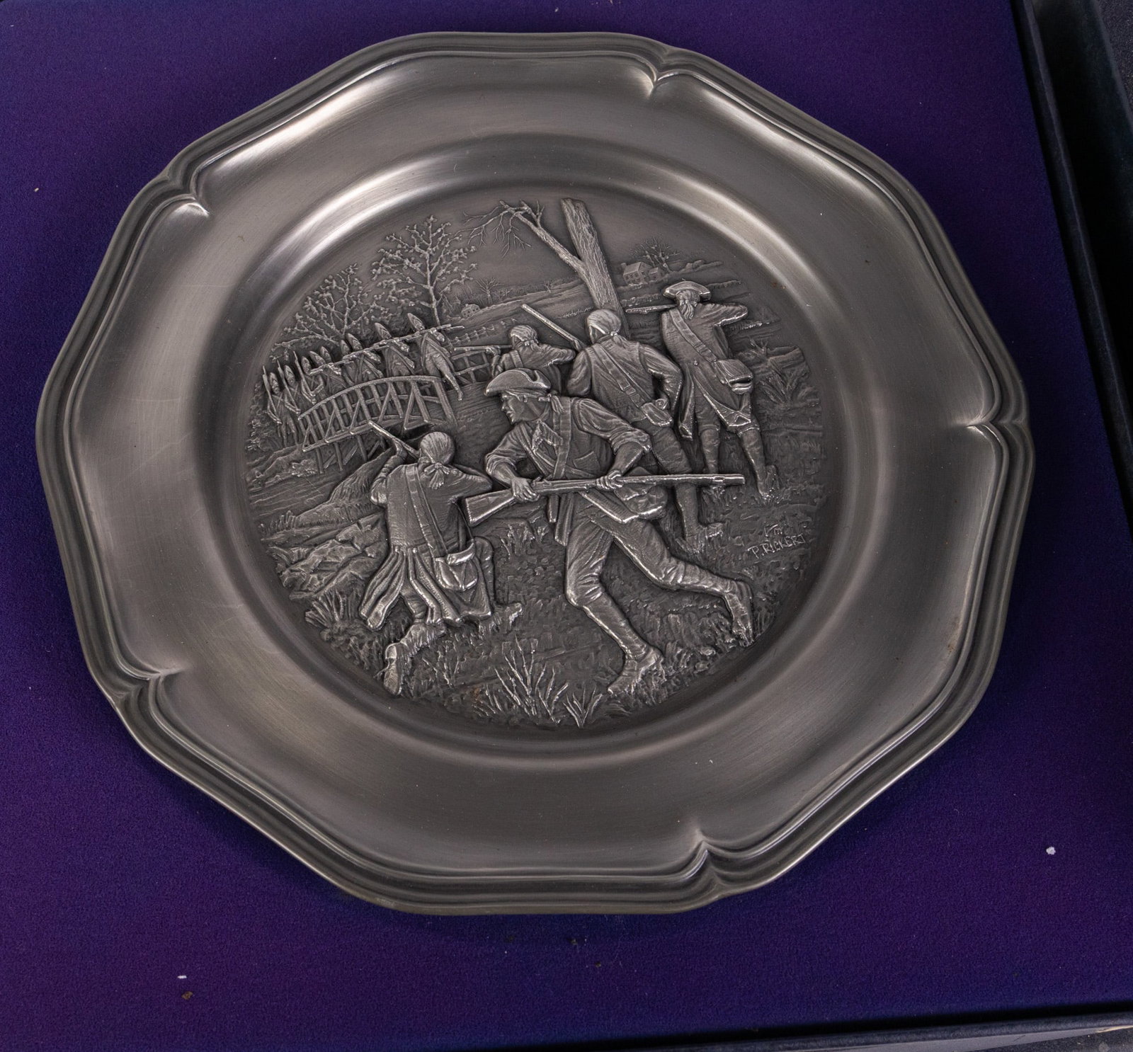 Set of Twelve Commemorative Pewter Plate Commemorating the Bicentennial By The Franklin Mint - 9